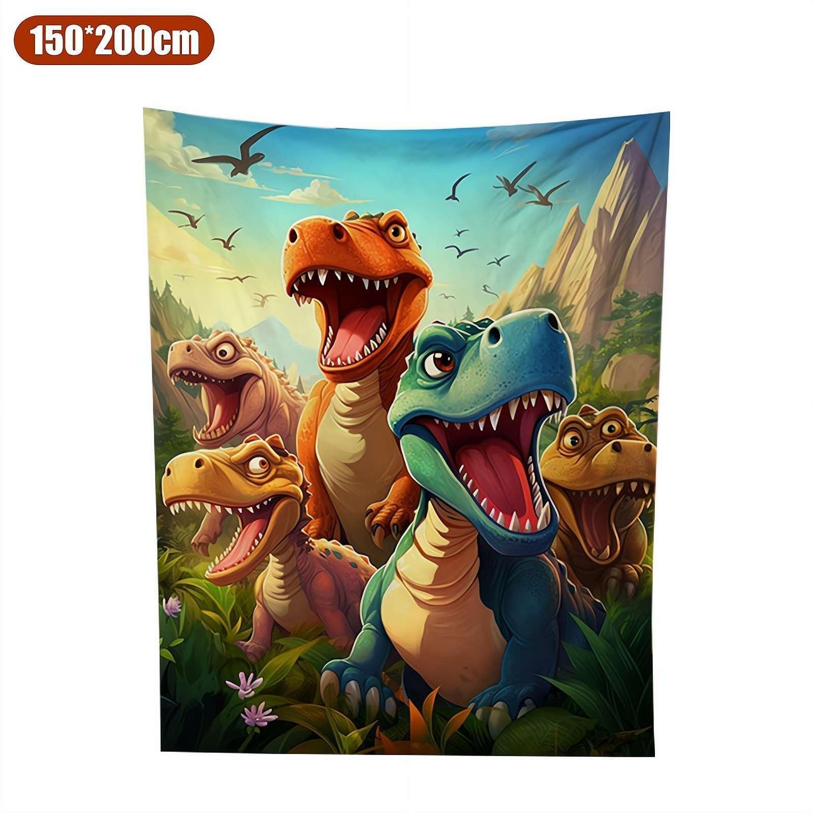 Manta de franela de dinosaurios sonrientes de Navidad, impresión digital HD, con diseño de dinosaurio, franela suave y ligera B