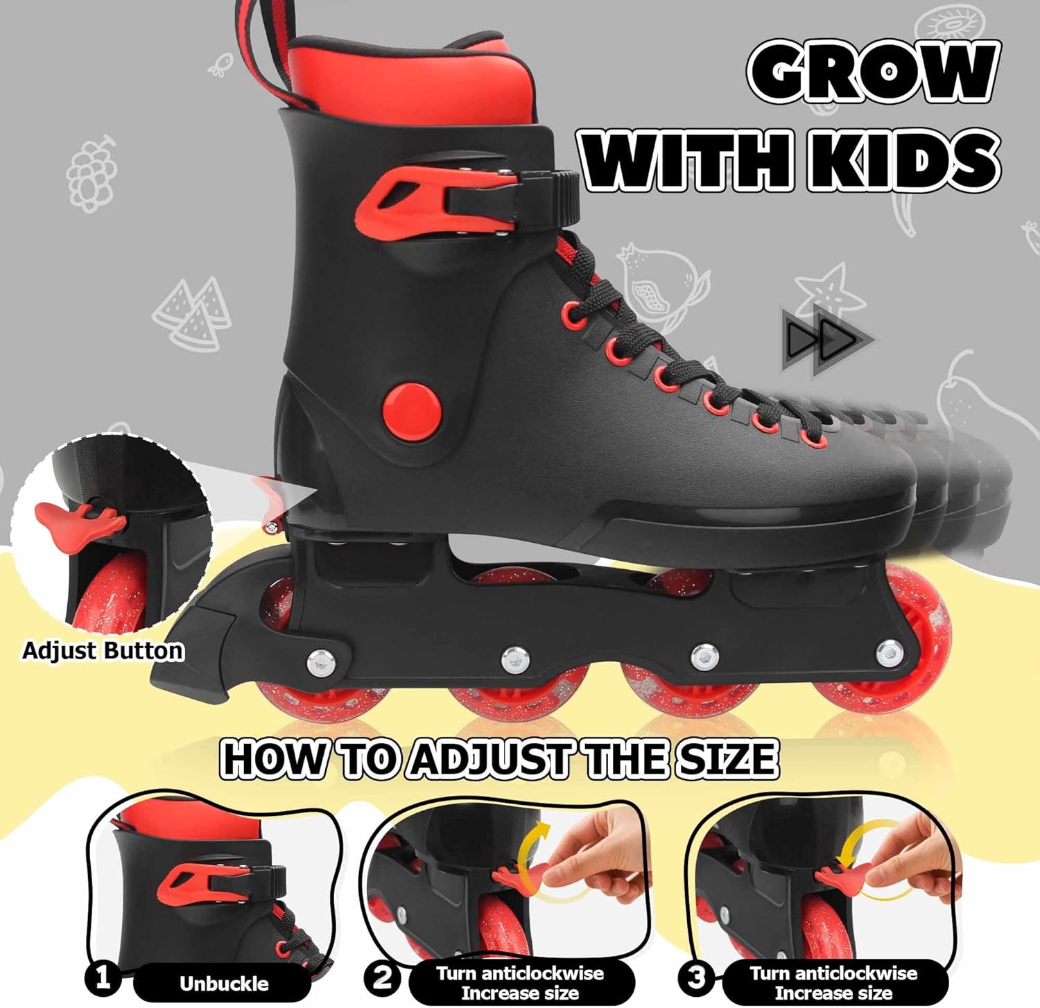 LKD Adjustable Inline Skates,Outdoor Roller Skates for Men and Women