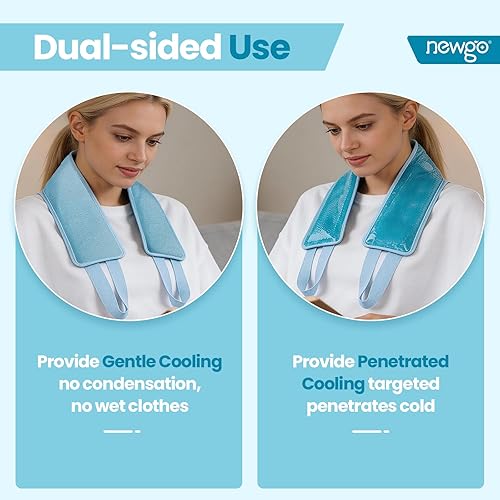 Miniatura 3 de NEWGO Bolsa de hielo para aliviar el dolor de cuello, elegible para FSA, envoltura de hielo de cuello para alivio del dolor cervical, presión