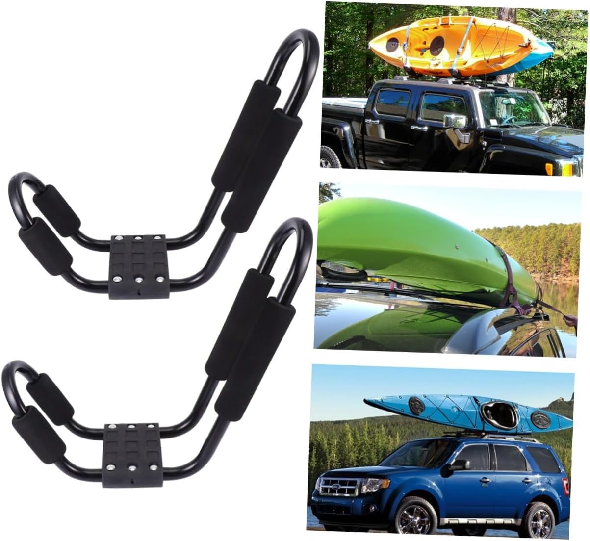 Toyvian 2pcs Kayak Roof Rack and Canoe Roof Frame, J-Shaped Detachable Car Luggage Rack, Heavy-Duty Crossbar Carrier for SUV Truck, Outdoor Water Sports Storage and Transport