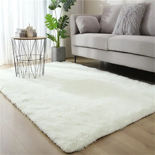 Alfombra de Pelo Largo Suave y Antideslizante para Salón - 60x120cm Blanco