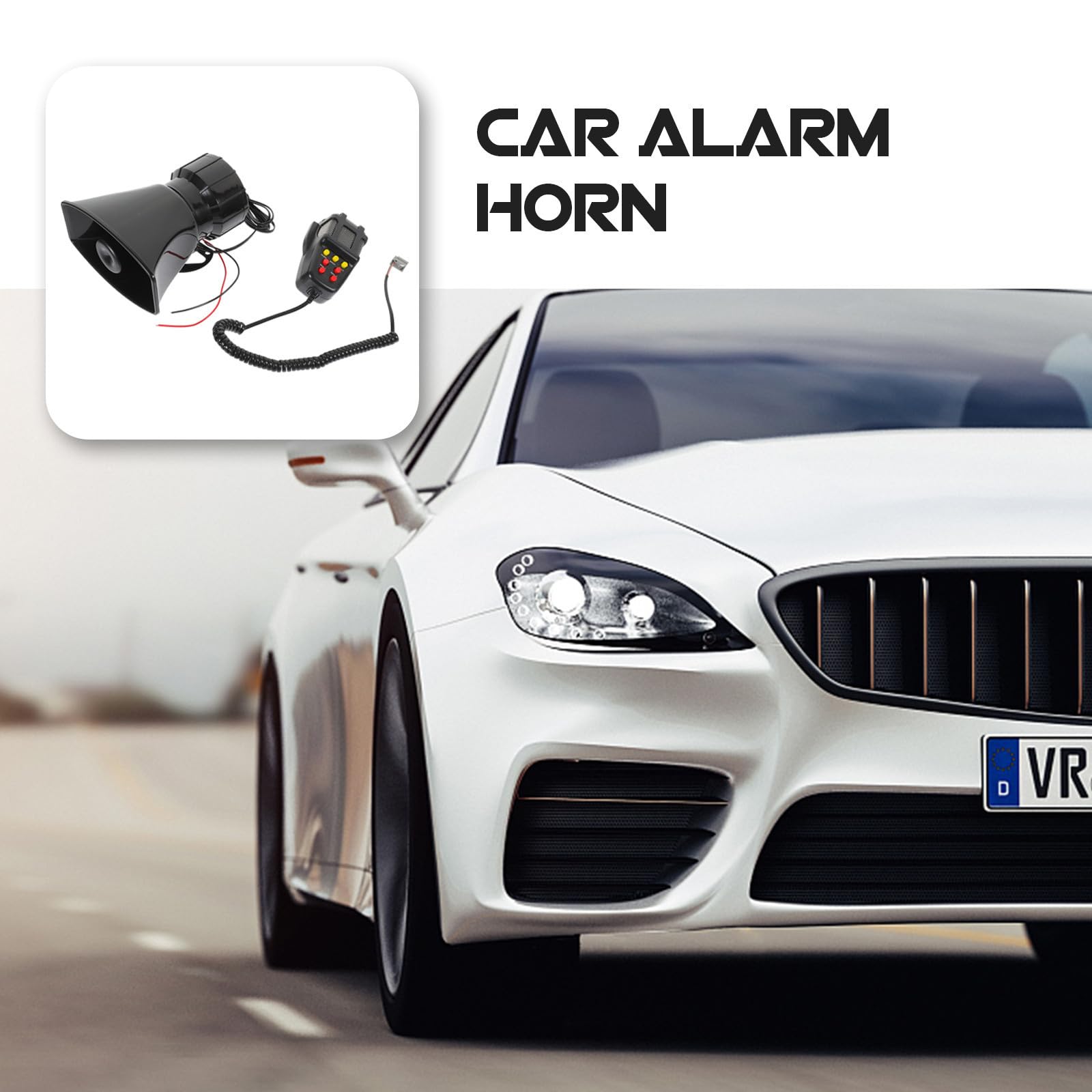 Homoyoyo Alarma de Coche para Camión con Bocina de Acero 12v 100w y 7 Tonos Diferentes Diseño Cuadrado Fácil Instalación y Control Remoto