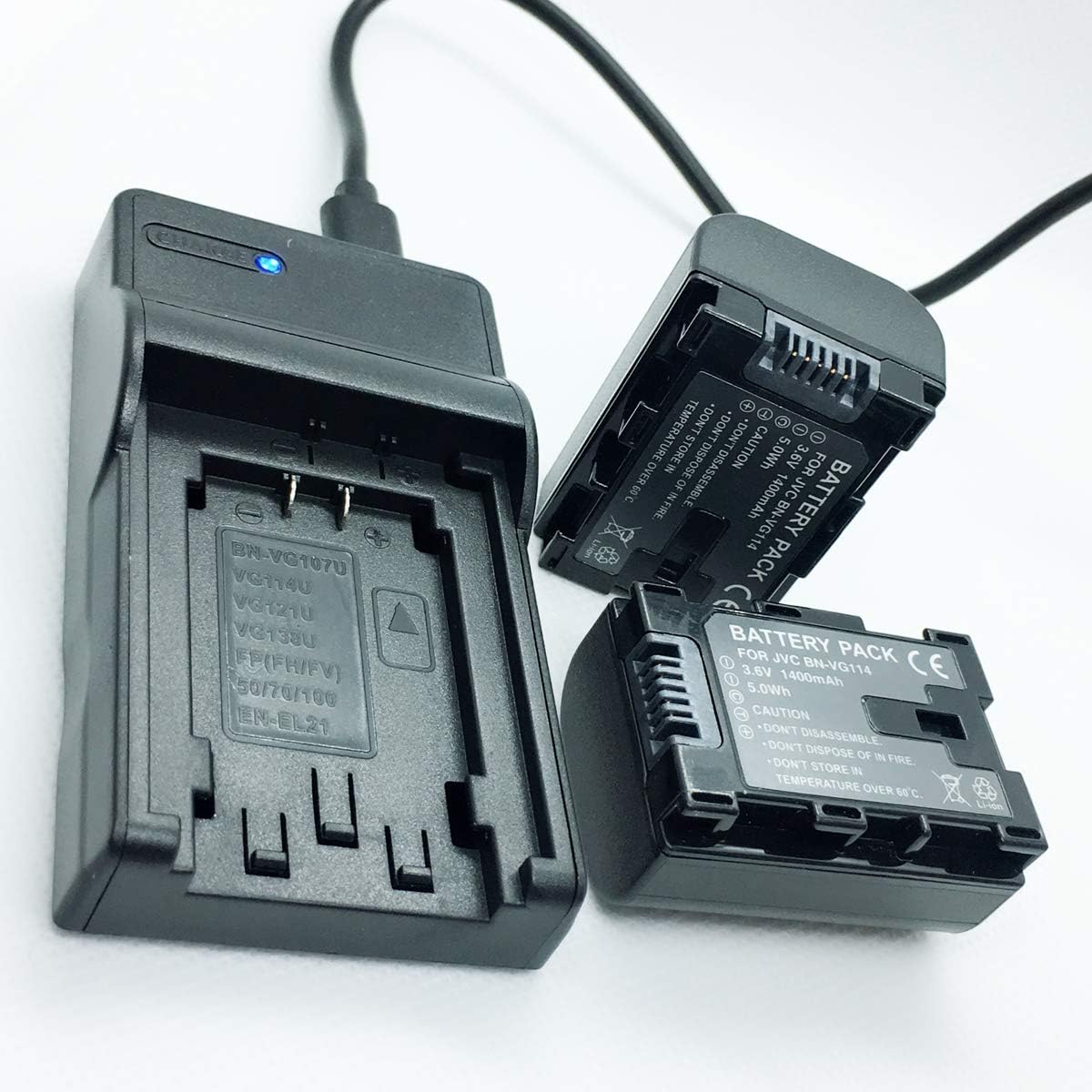 Battery 2 Pack and USB Rapid Travel Charger for JVC Everio GZ-HM30AU, GZ-HM30BU, GZ-HM30SU, GZ-HM30RU, GZ-HM30VU HD Flash Memory Camcorder