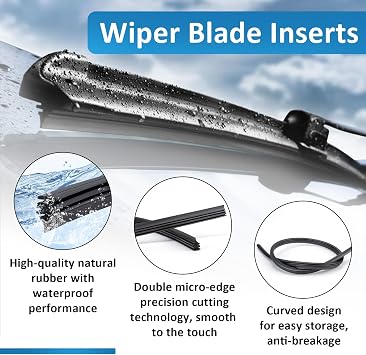 BFXM 4Pcs Wiper Blade Refill, 28 inch DIY Adjustable Universal Replacement Wiper Blade Refill Replacement for Front and Rear Windshield Wiper Baldes Rubber Strip for Car, Truck, SUV