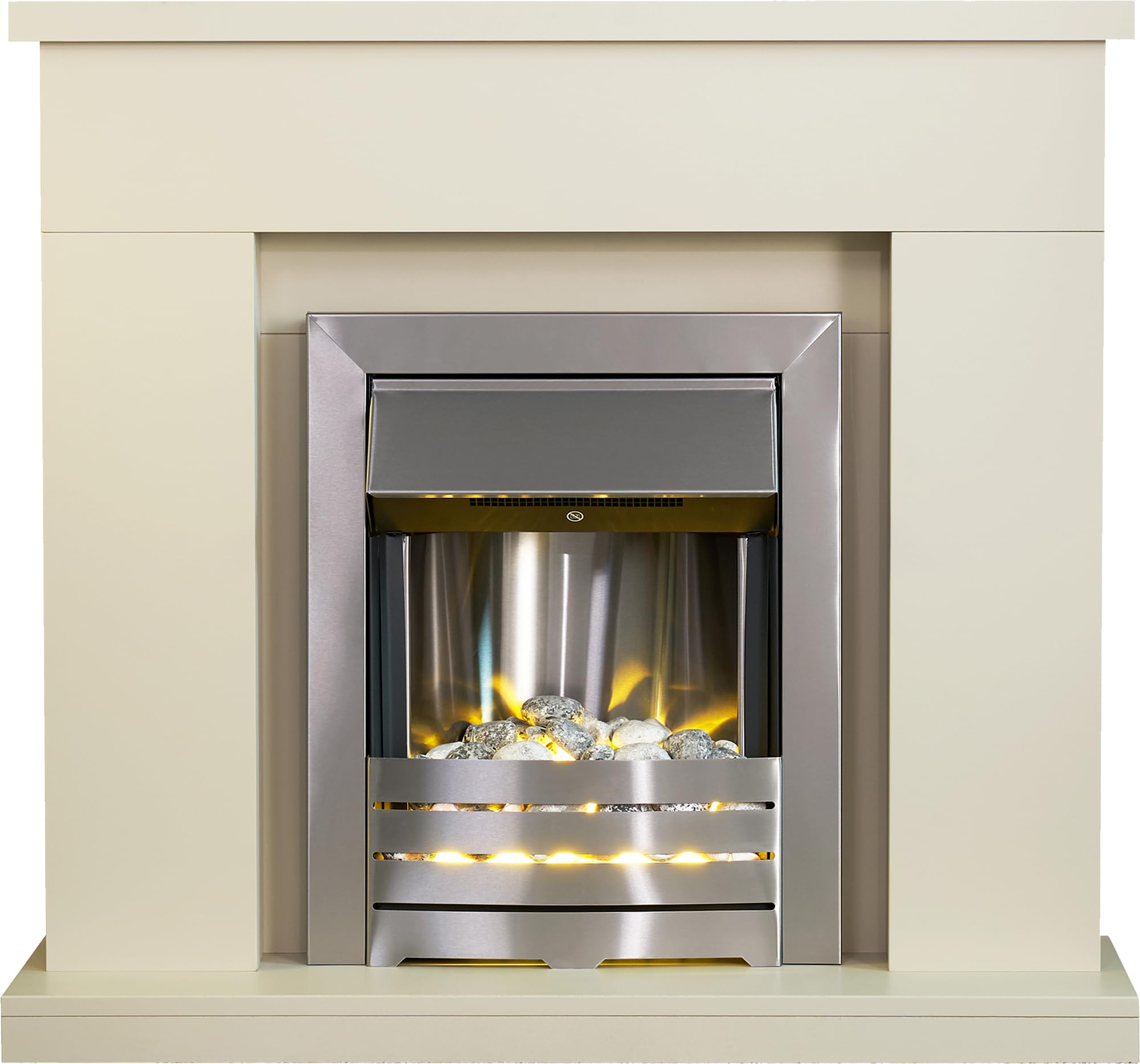 Adam Brushed Steel Lomond Fireplace In Stone Effect With Helios Electric Fire In 39 Inch