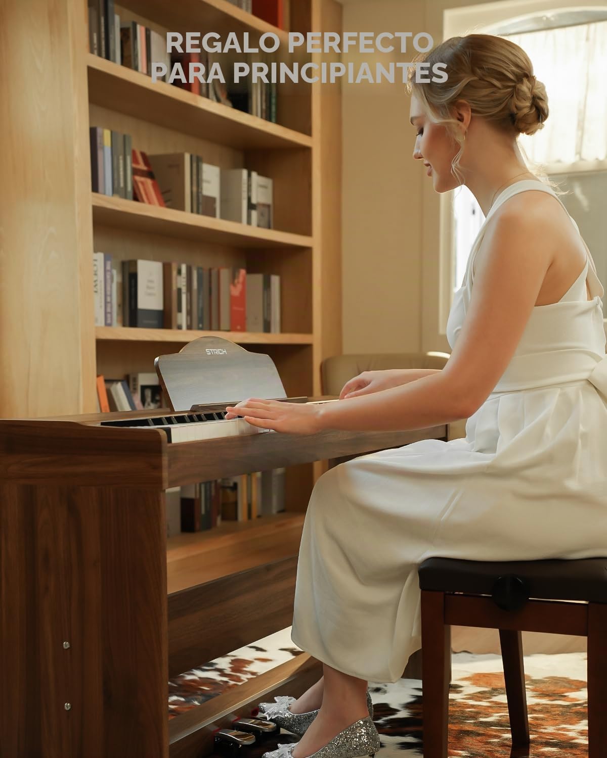 Piano digital STRICH 88 teclas, teclado con acción martillo y teclas ponderadas, teclado de piano eléctrico de tamaño completo con soporte de mueble, altavoces 25Wx2, compatible con USB-MIDI/conexión