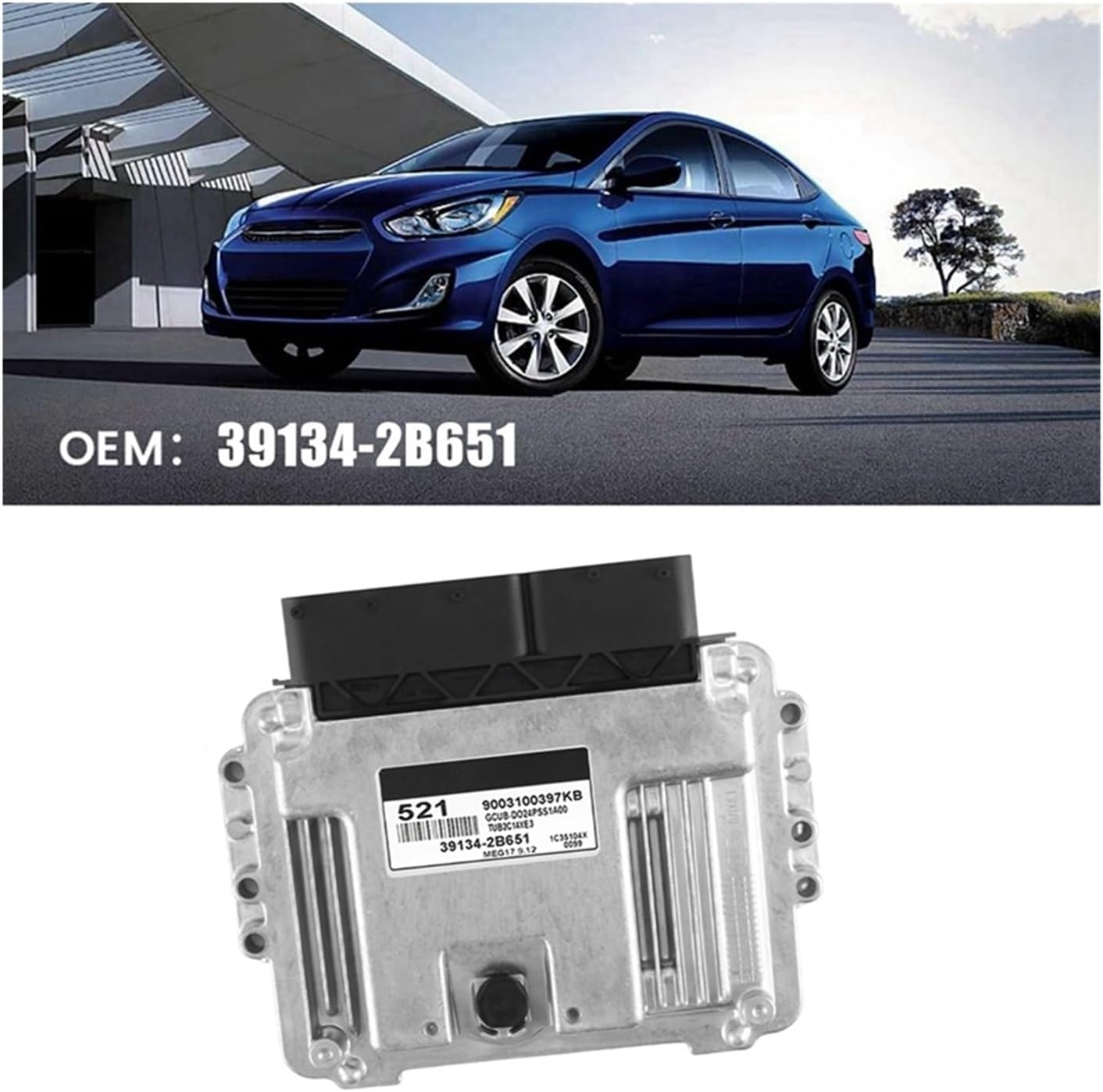 39134-2B651 Car Engine Computer Board ECU Electronic Control Unit MEG17.9.12 521，Compatible for KIA Rio 2011-2014 391342B651