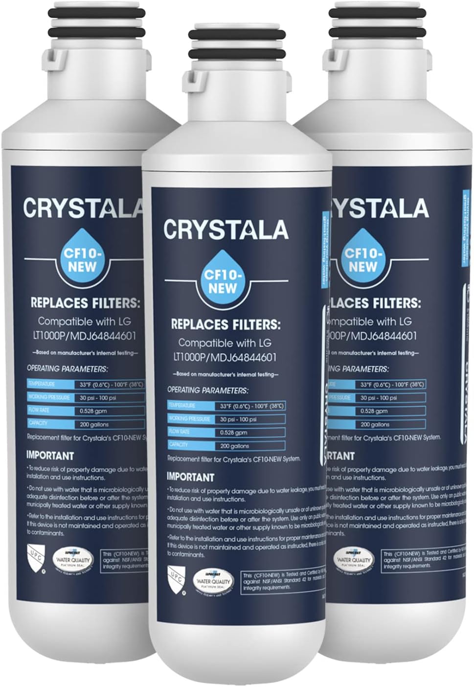 Crystala Filters Water Filter LT1000PC Replacement for LG Refrigerator