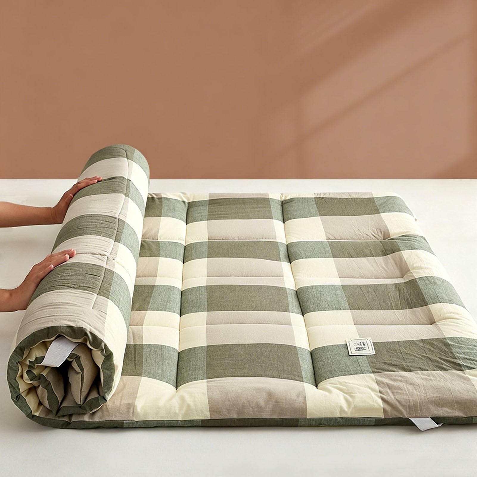 BK&MF Soft Cotton Foldable Filled Bed Mattress Pad, Quilted Tatami Mat, Portable Single Bed Topper for Student Dormitory & Household Use,E,180x200cm(71x79inch)