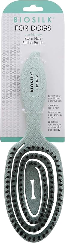 BioSilk para perros Cepillo de cerdas de pelo de jabalí ecológico, verde menta, mango ergonómico de agarre amplio, elimina el pelo suelto y los residuos, suave en la piel sensible, todos los tipos de pelaje | Mango ergonómico de agarre amplio, elimina el pelo suelto y los residuos, suave en la piel sensible, todos los tipos de pelaje a diario