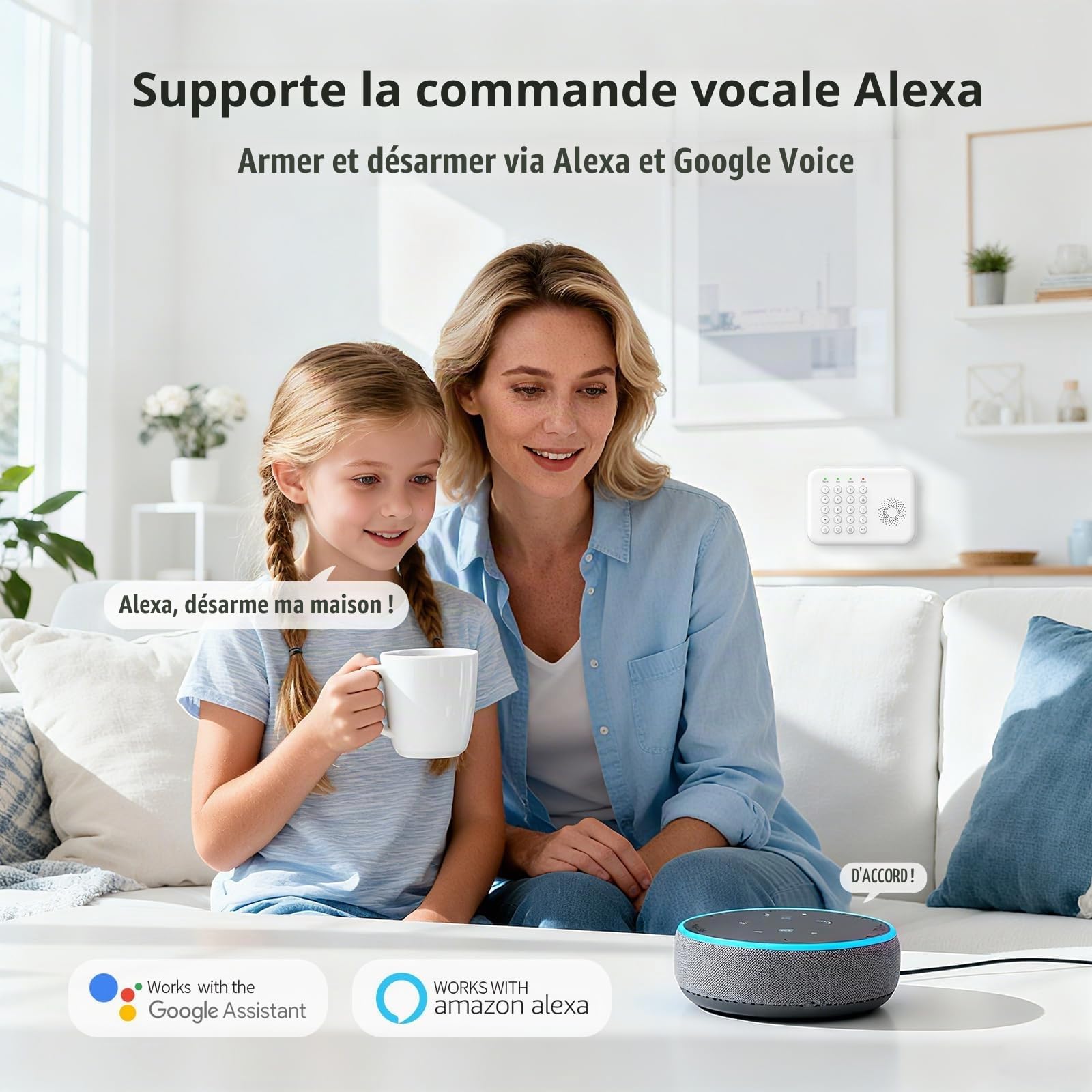 PGST Alarme Maison sans Fil,Système De Sécurité Domestique 4G/WiFi avec Capteurs De Porte/fenêtre,Détecteur de Mouvement,Alertes Instantanées Via l’Application,Compatible avec Alexa et Google