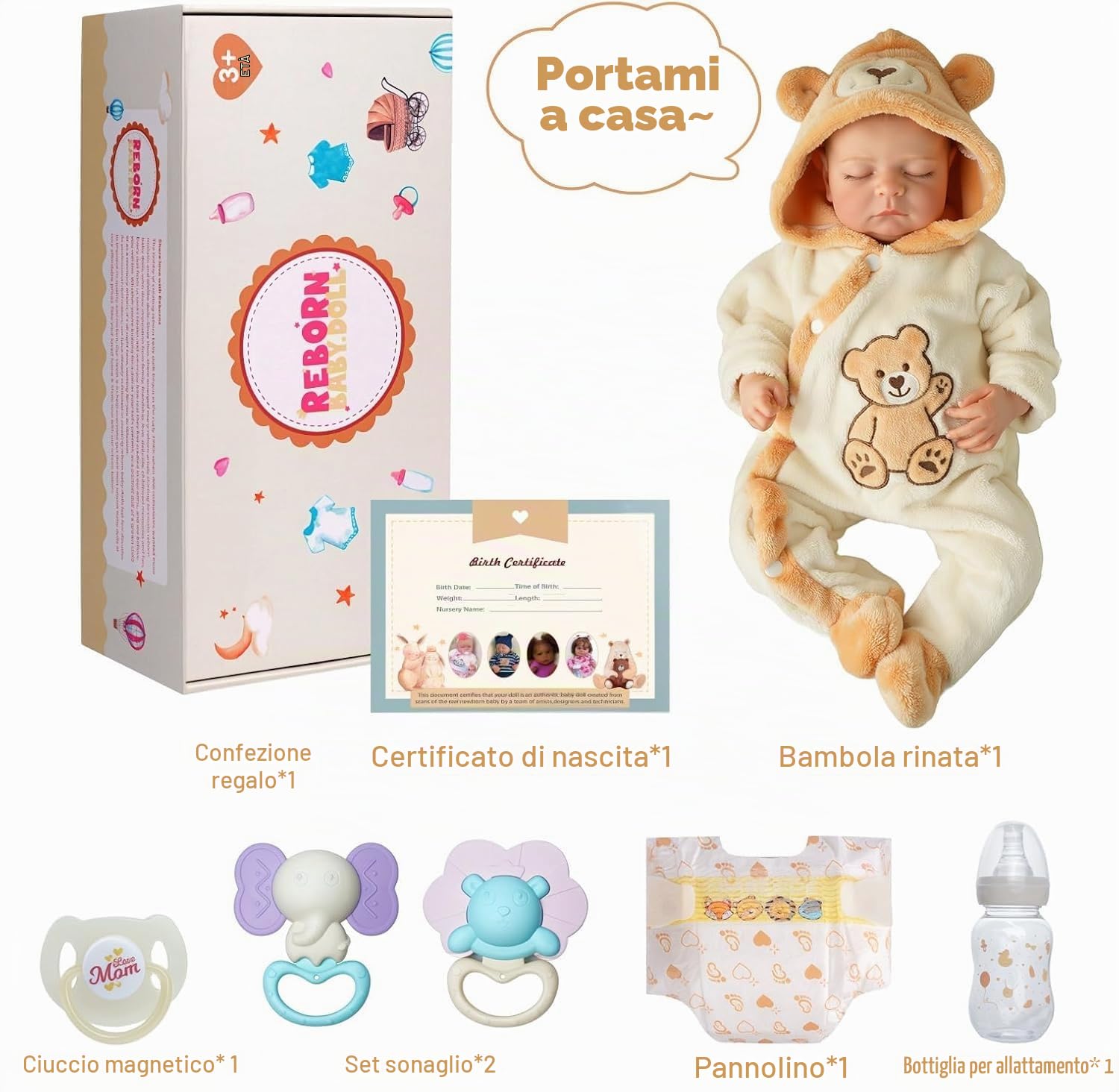 BABESIDE Bambole Reborn Maschio 20 Pollici che Dorme Realistica