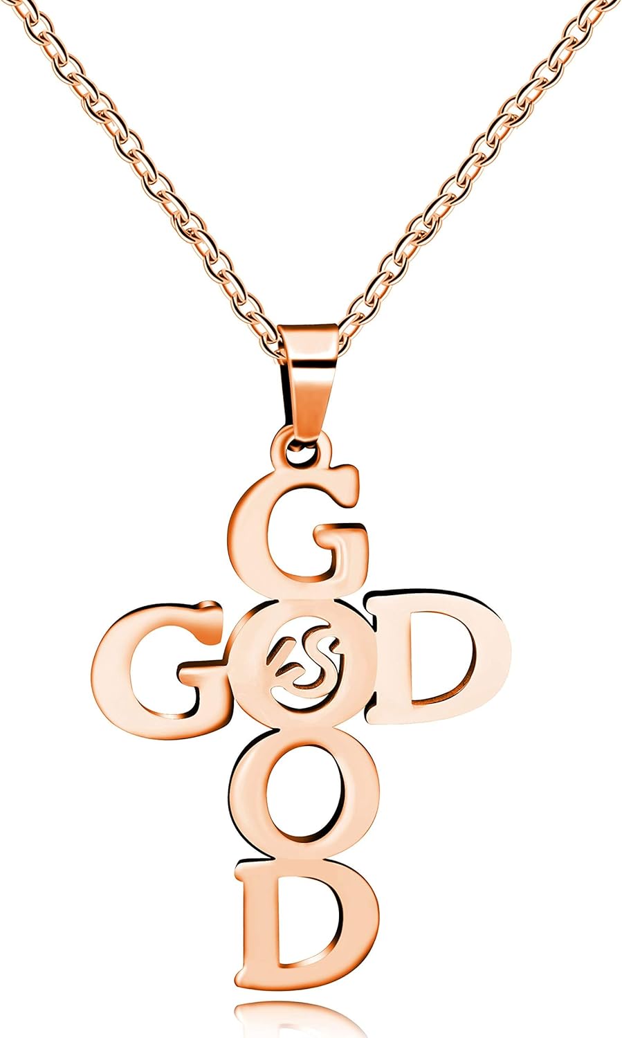 Uloveido Unique Stainless Steel Initial Good God Cross Pendant Necklace Special Christian Jewelry Gifts Y835