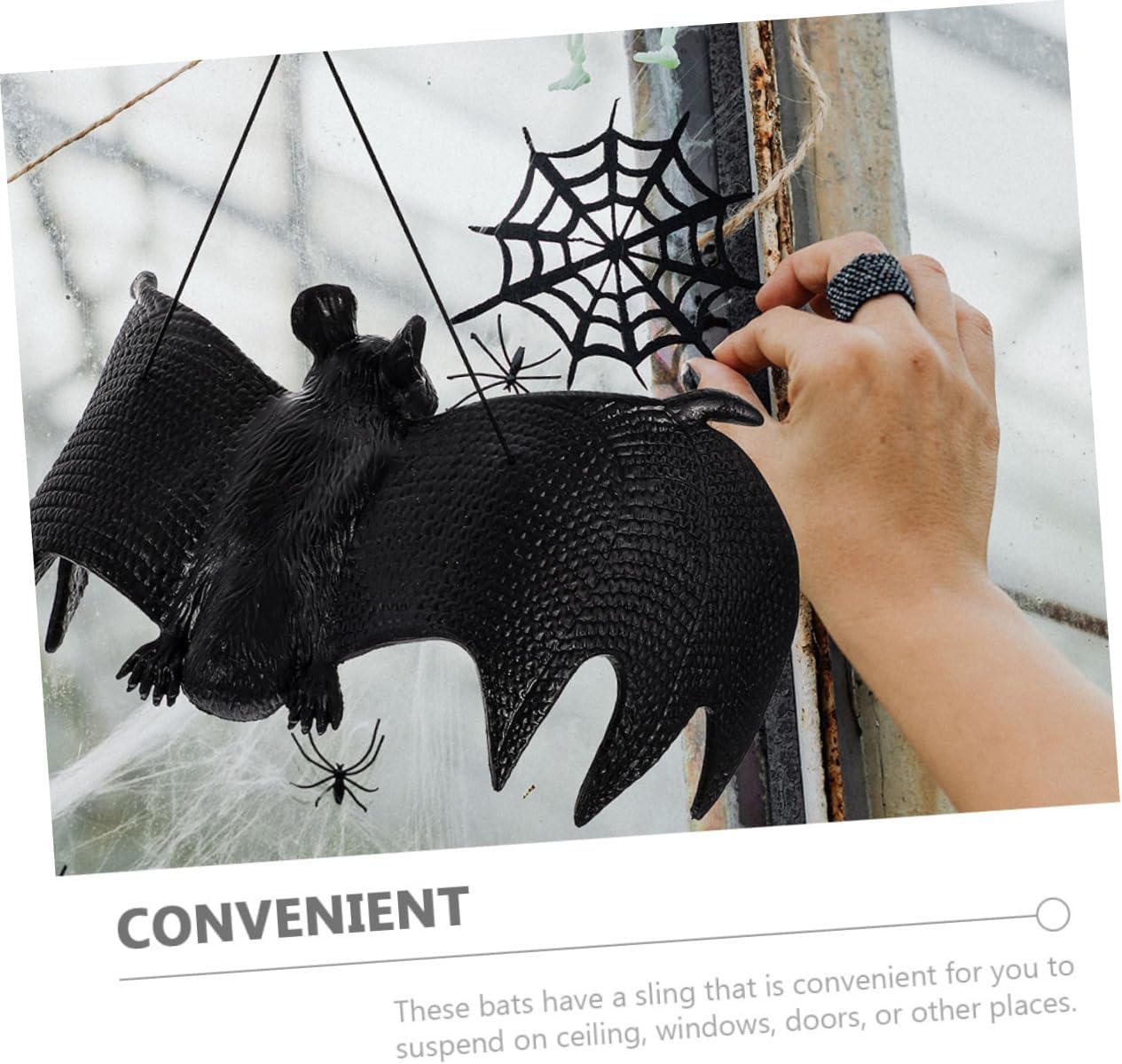 Garneck 10pcs Realistic Hanging Bat Decor Halloween Rubber Bat Pendants for Home Garden Party and Haunted House Decorations for Festive Atmosphere