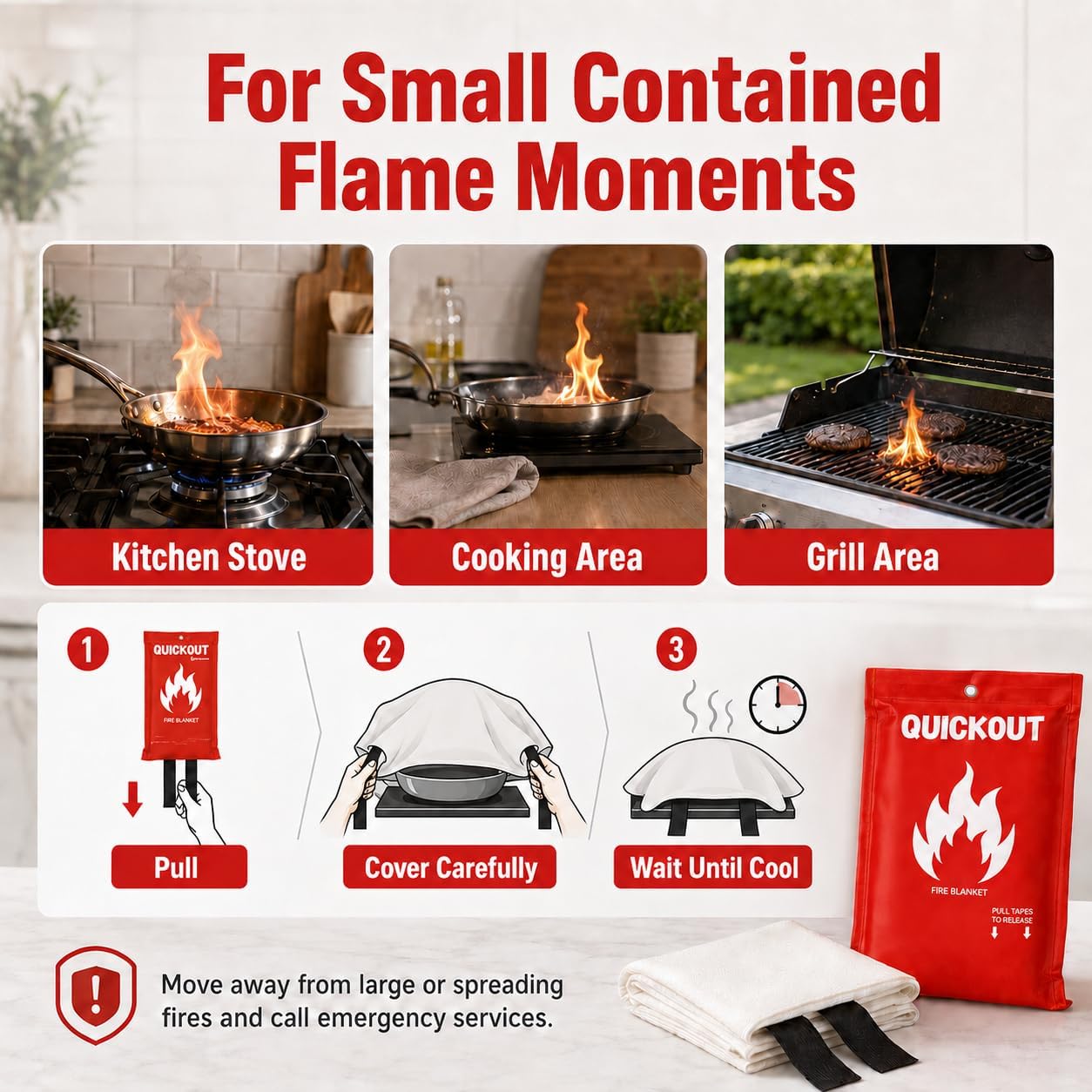 Crystal Lemon Fire Blanket for Home and Kitchen, Fiberglass, 1 Pack | 39 x 39 Inches, Home and Kitchen, Kitchen Fire Blanket, Apartment Safety, Fire Safety Supplies, Single Location Coverage