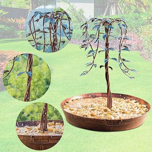 Miniatura 4 de BNNP Fuentes de mesa para interiores, árbol de la vida, fuente de hierro forjado, fuente de cascada de sauce de hierro forjado, manualidades,