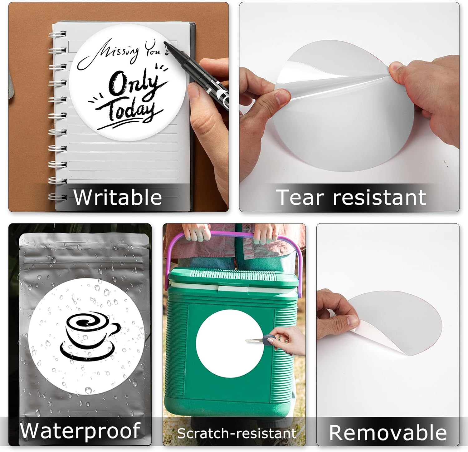 White Dot Stickers 6 Inches Vinyl Self-Adhesive Waterproof Colored Circle Labels Kid Floor Decals Removable Line Up Round Tags for Office Classroom 10 PCS - Image 5