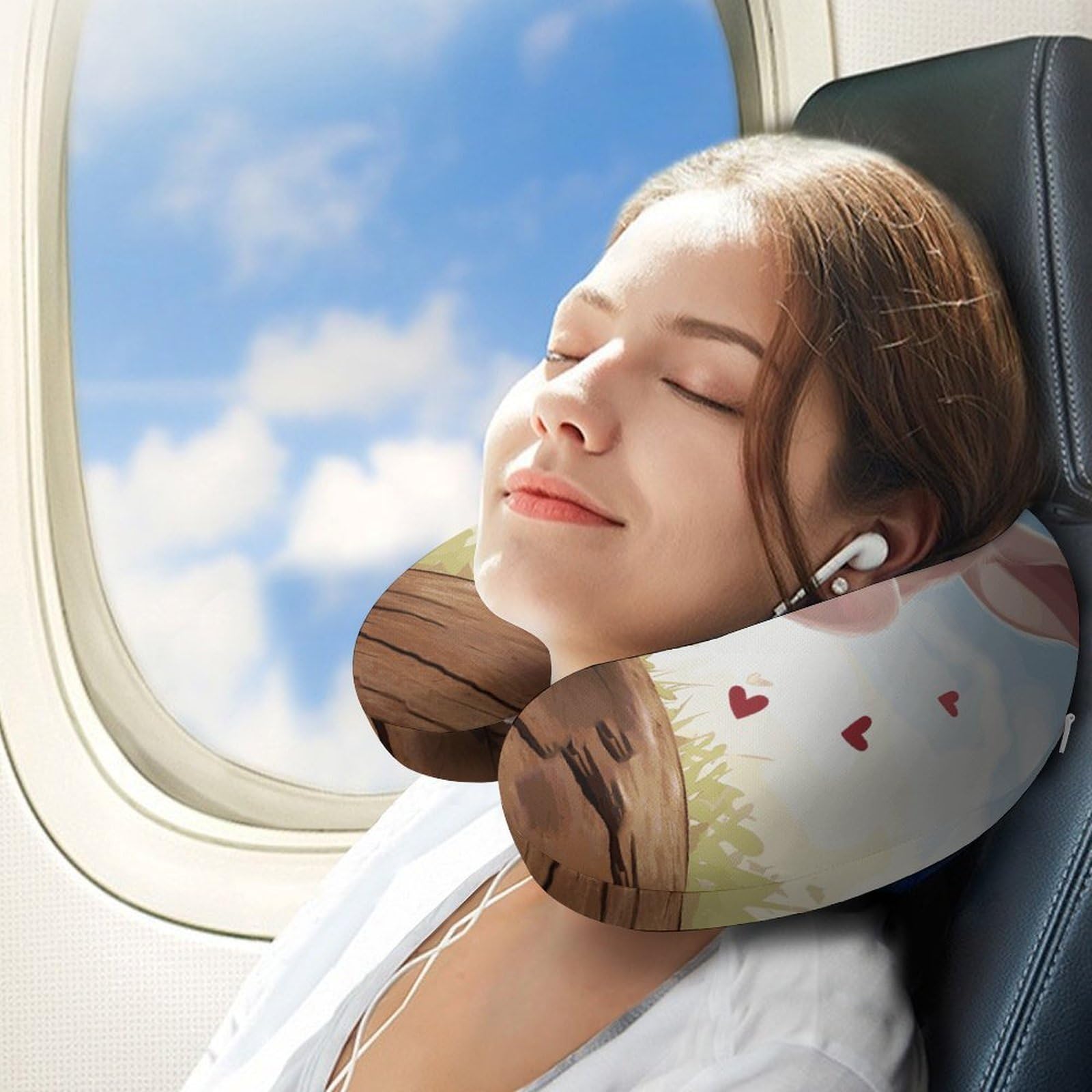 Smiling (16) Cuscino a forma di U, nucleo in memory foam, cuscino per fornire supporto per il collo, cuscino da viaggio, adatto per aerei, auto, case e uffici.