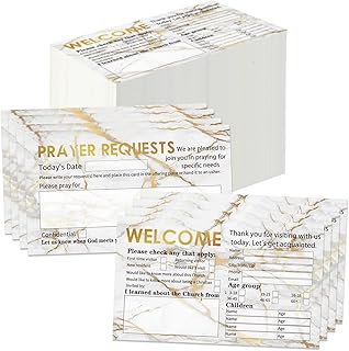 ABURRORI 200 Pcs Church Visitor Cards 3 x 5 Inch Marble Style Church Welcome Packets Cards Bulk Prayer Cards Decorative Prayer Request Cards Church Postcard for Church Greeting Praying (Marble)