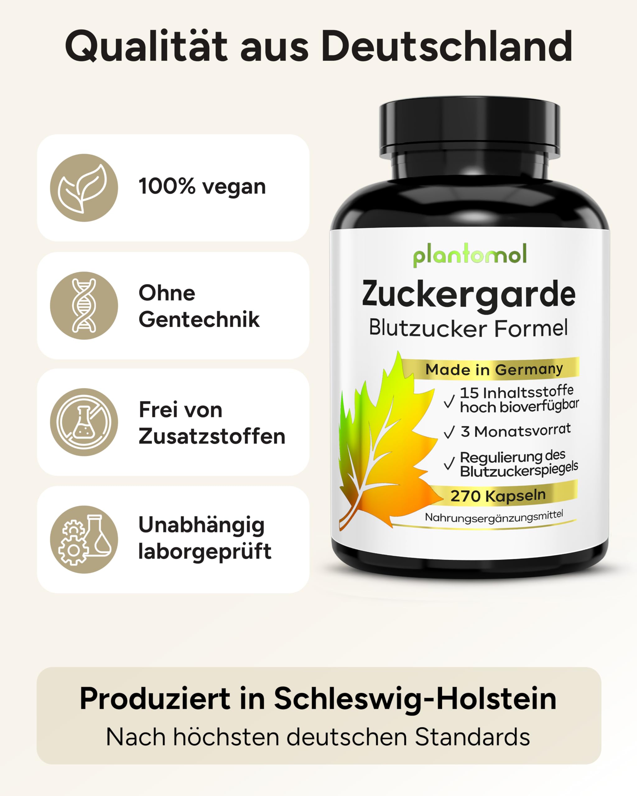 15-fach Blutzucker Komplex mit Kurkuma Olivenblatt OPC Bittermelone schwarzer Kreuzkümmel & Chrom - 3 Monatsvorrat Blutzucker Kapseln - Zuckergarde