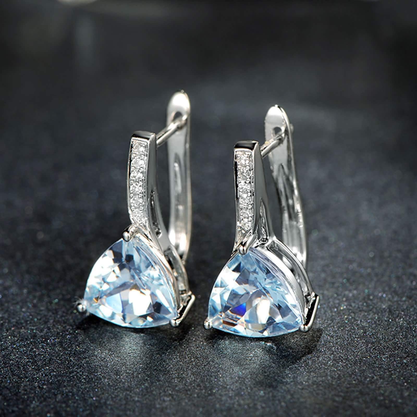 Wesele Creole 750 białe złoto trójkąt akwamaryna 3,88 ct 1,76 ct kolczyki białe złoto diament wtyk dla kobiet