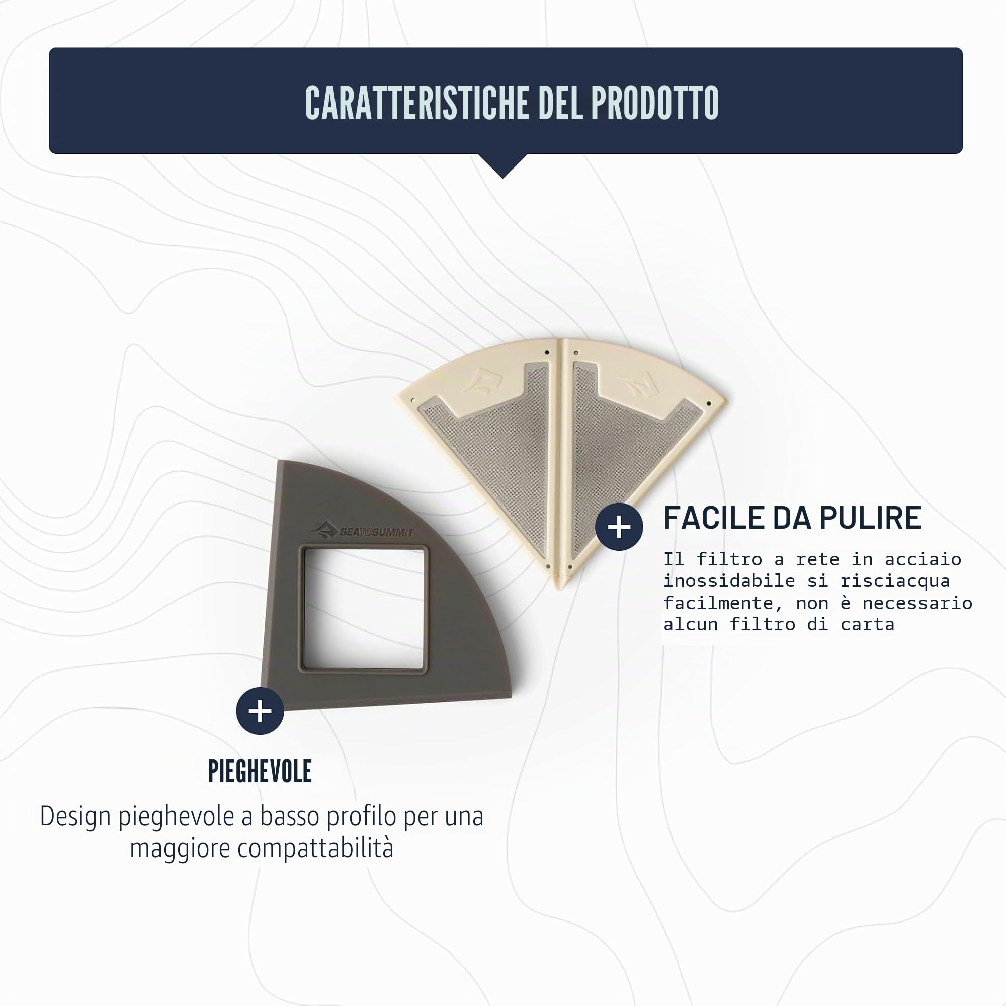 SEA TO SUMMIT - Frontier Pour Over - Filtro per caffè e tè pieghevole ultraleggero - 1 persona - Si adatta a quasi tutte le tazze e bottiglie - Senza BPA - Realizzato in silicone e acciaio