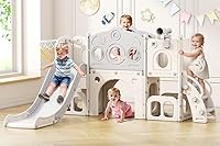 Vista 1 de Babytronic Toddler Slide Set, 8 in 1 Kids Slide with Climber, Indoor Outdoor Slide for Toddlers Age 1-3, Toddler Playset with Basketball Hoop and
