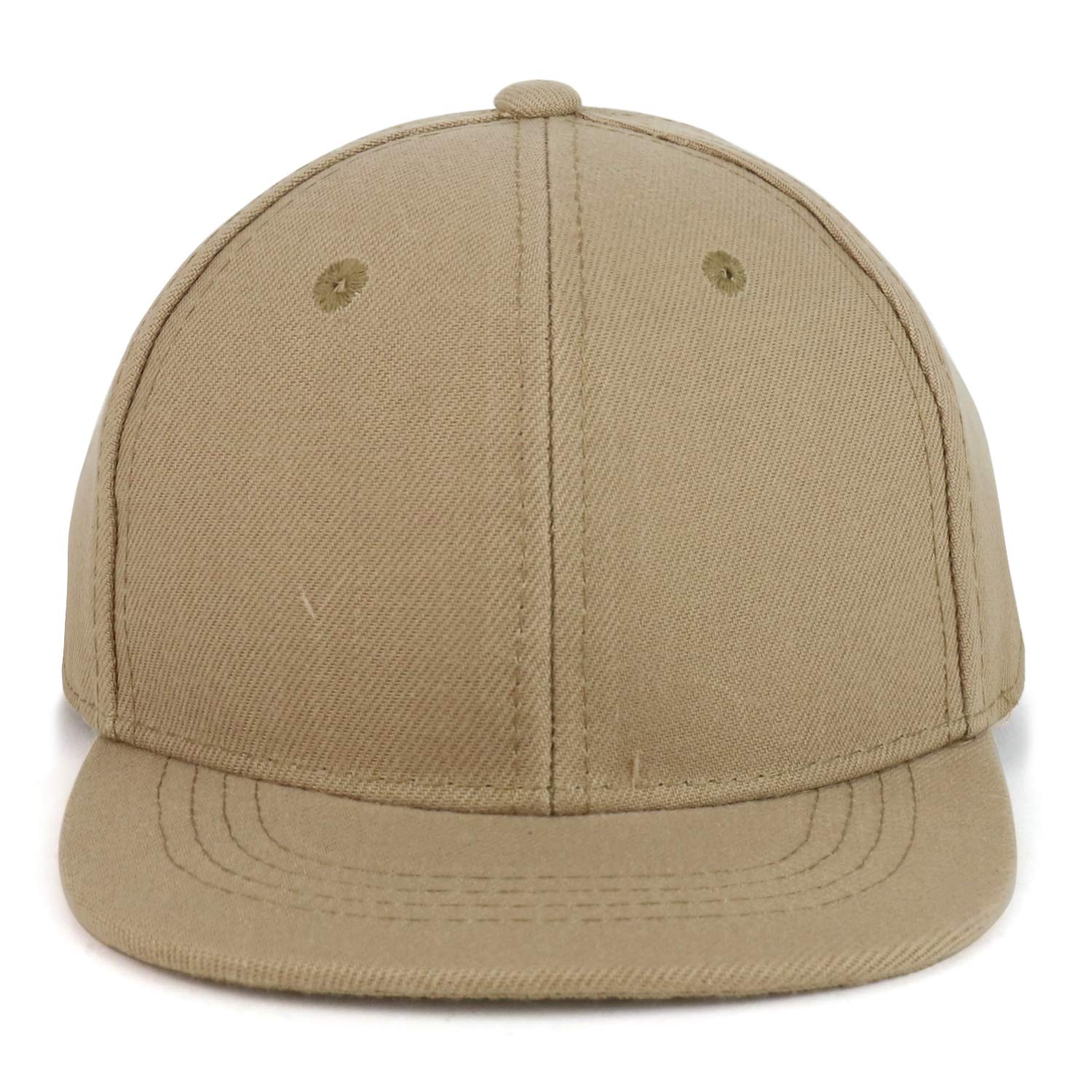 Trendy Apparel Shop Infant to Toddler Kid's Plain Structured Flatbill Snapback Cap (One Size, Khaki)