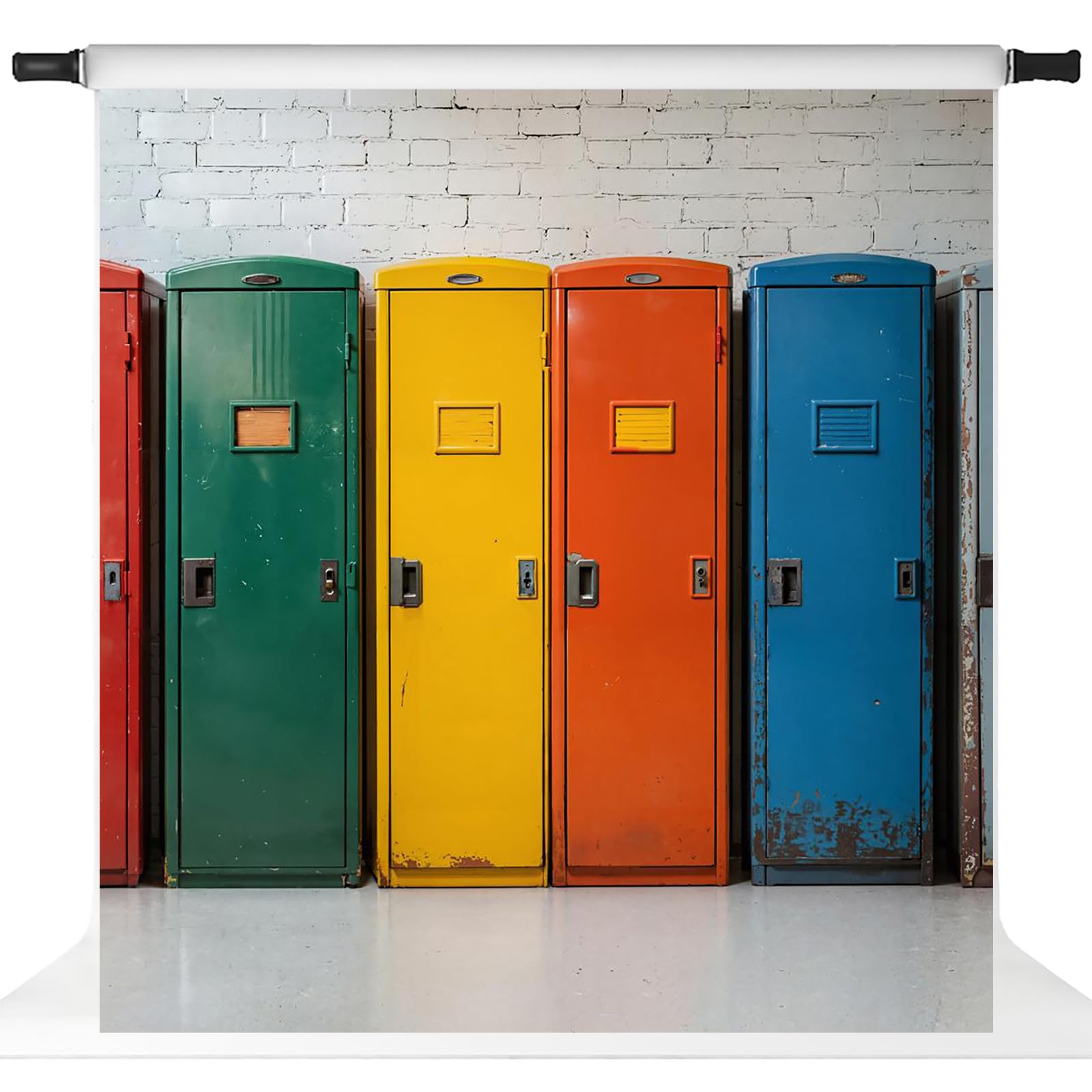 Toile de fond rentrée scolaire 2,4x2,4m avec casier de sport pour photographes