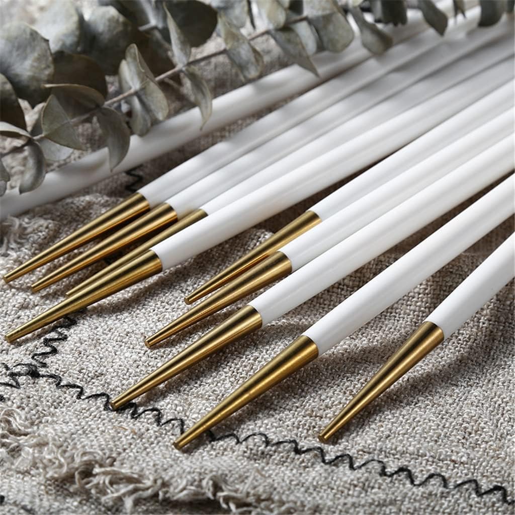 Stainless Steel Gold Round Chopsticks Restaurant Home Hotel Sushi Noodles Reusable Tableware Set 1/5 Pairs(Onecolor)