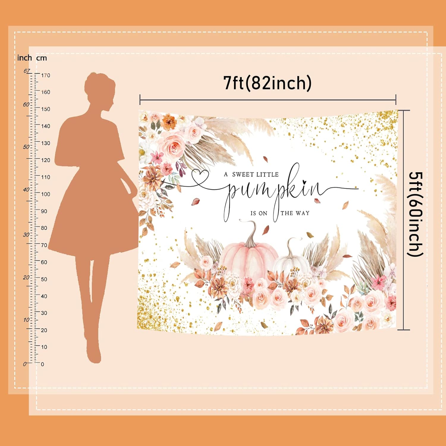 Mocsicka Pumpkin Baby Shower Backdrop Autumn Fall Baby Shower Party Decorations Banner A Little Pumpkin is On The Way Backdrop