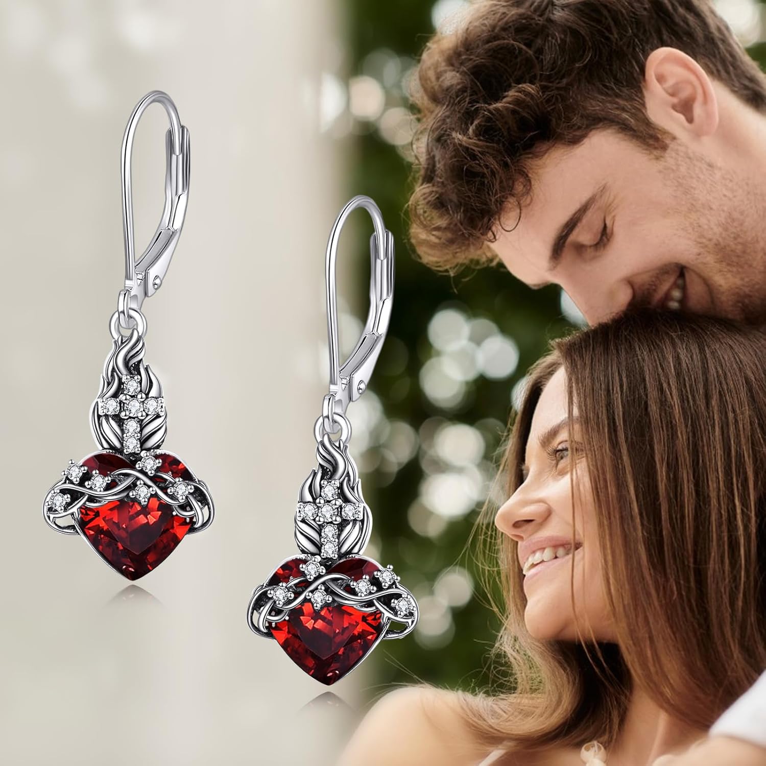 Sacred Heart Earrings Sterling Silver Sacred Heart of Jesus Dangle Earrings Sacred Heart Jewelry Gifts for Women - Image 5