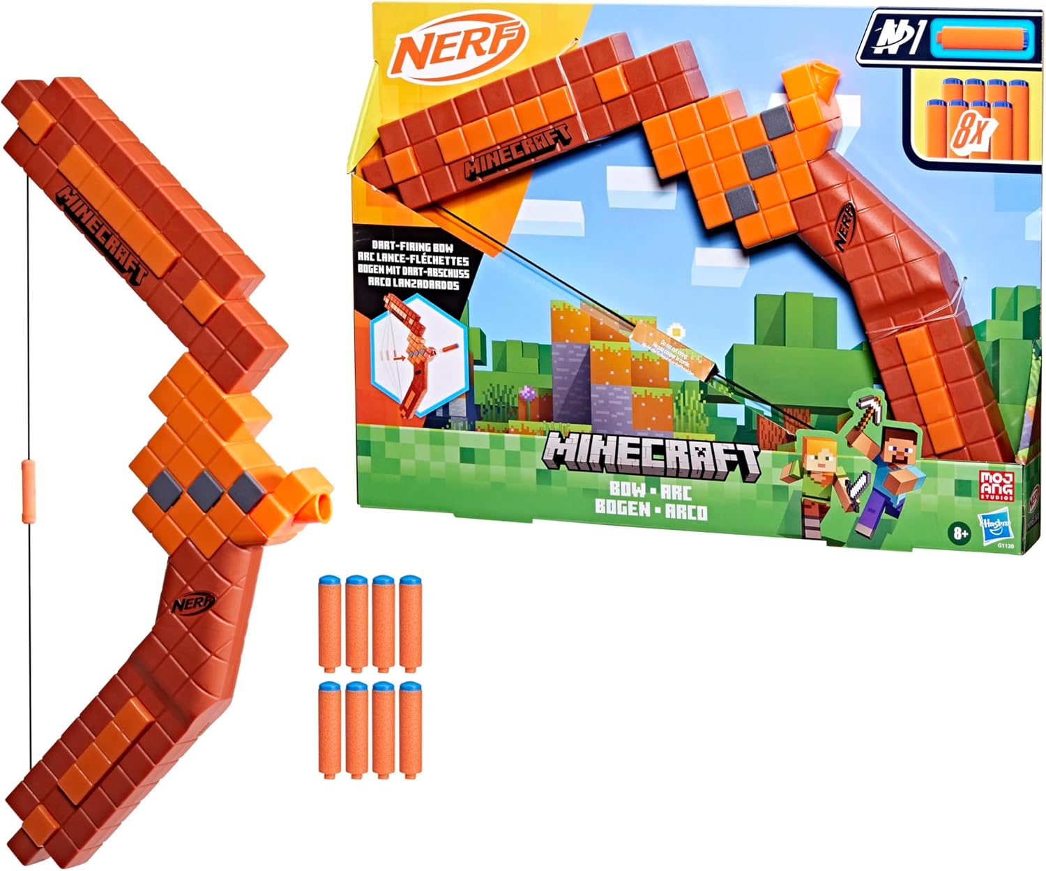 Nerf Minecraft Bow Dart Blaster, 8 Nerf N1 Darts image 2 of 4 B0D87KQ4TP