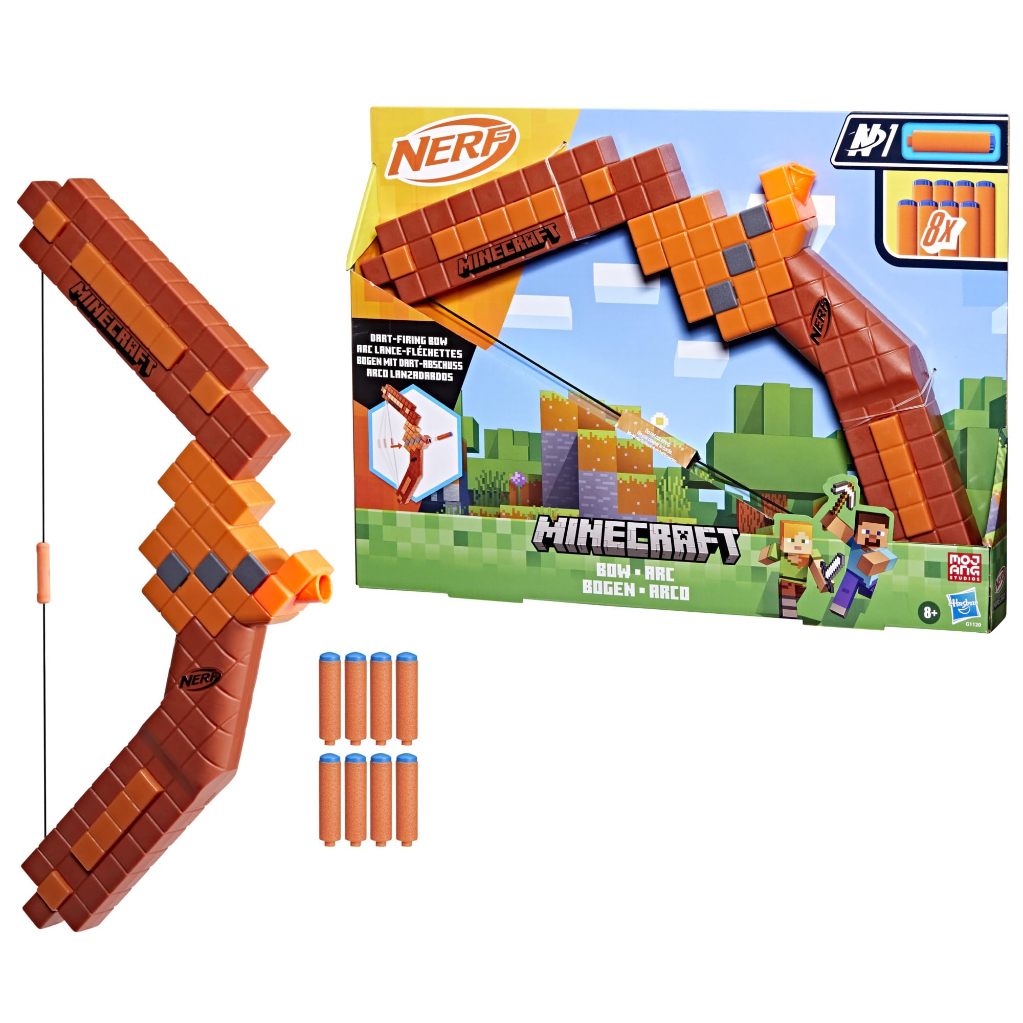 Wyrzutnia strzałek - łuk Nerf Minecraft, 8 strzałek Nerf N1