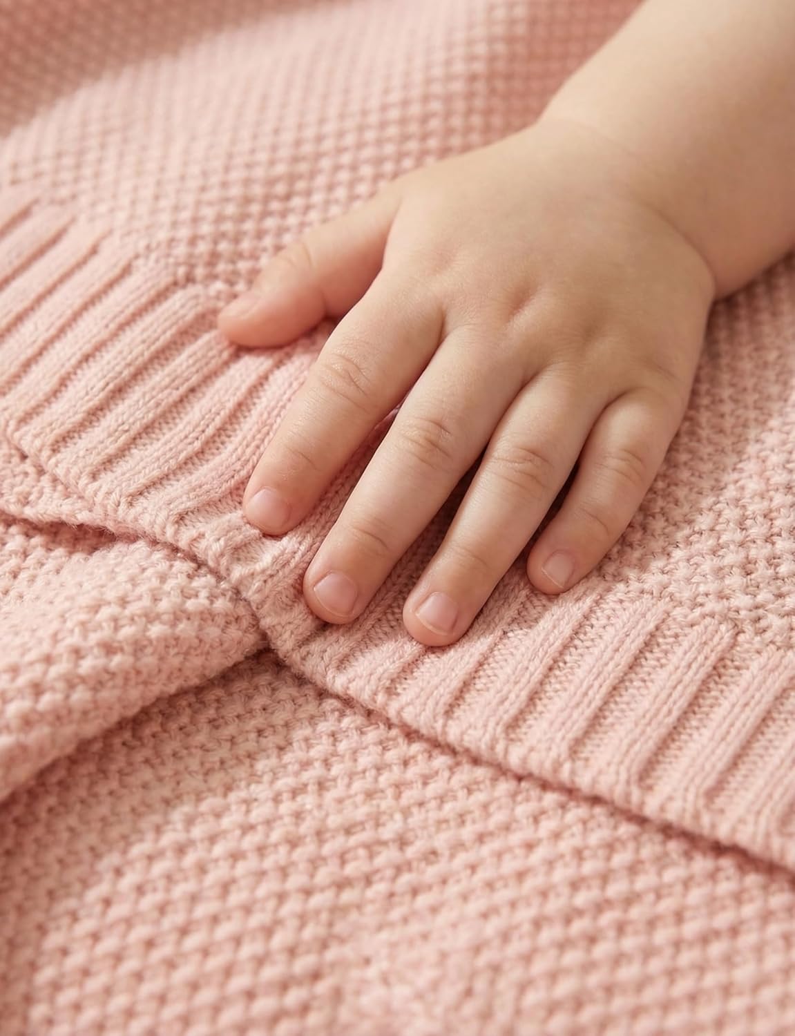 Luxury Baby Gift Set for Newborns - 100% Cotton Knit Blanket Essentials with Matching Beanie, Thoughtful Baby Shower & New Baby Gift for Boys & Girls(Shell Pink)