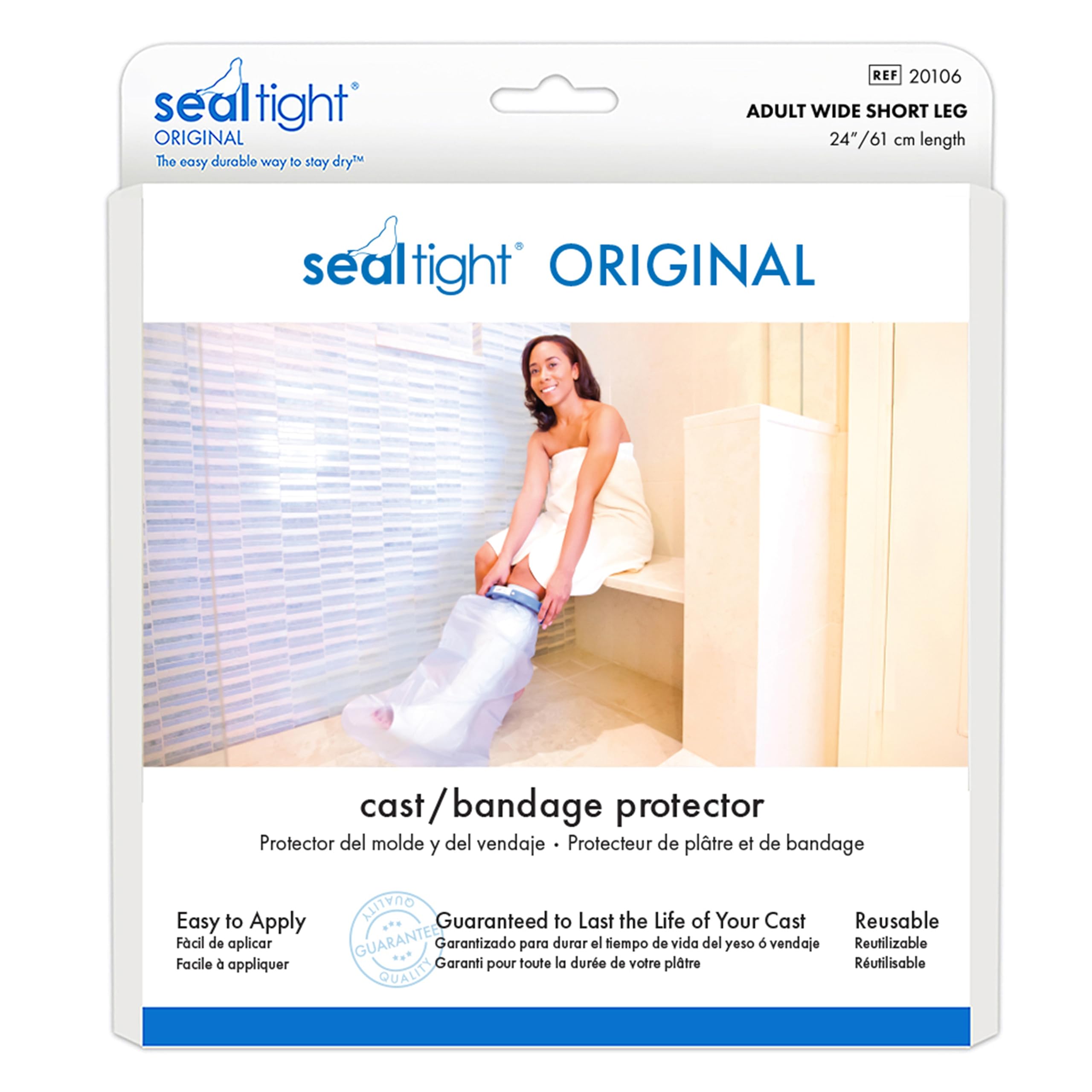 Brownmed Seal-Tight Original Cast & Bandage Protector - Waterproof Adult Leg Cast Cover - Adult Short Wide Leg