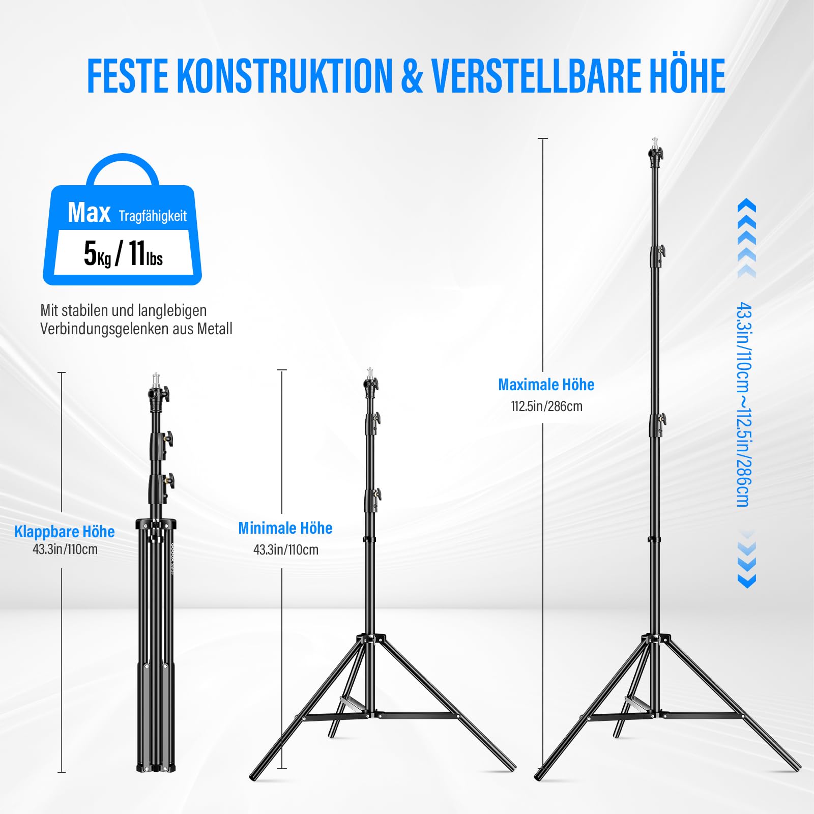 GODOX TRIPODE 90F Stativ - 9-87cm Verstellbar Für Blitzstudio & Fotografie
