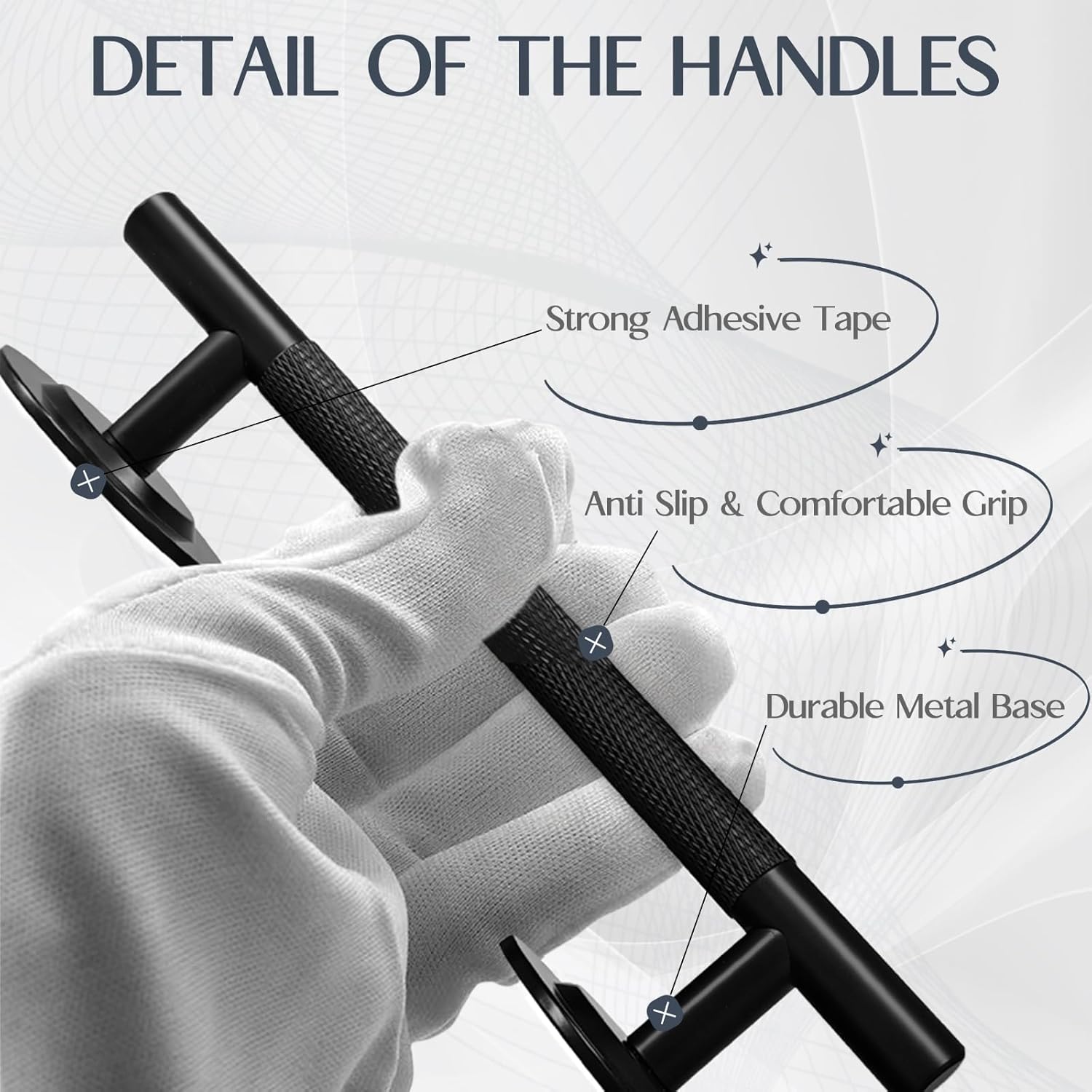 2 Pack Adhesive Knobs Black Stick on Drawer Pulls Peel and Stick Cabinet Handles Screwless Drill Free Hardware Sticky Handle for Sliding Door Wardrobe Dresser Glass Mirror Door