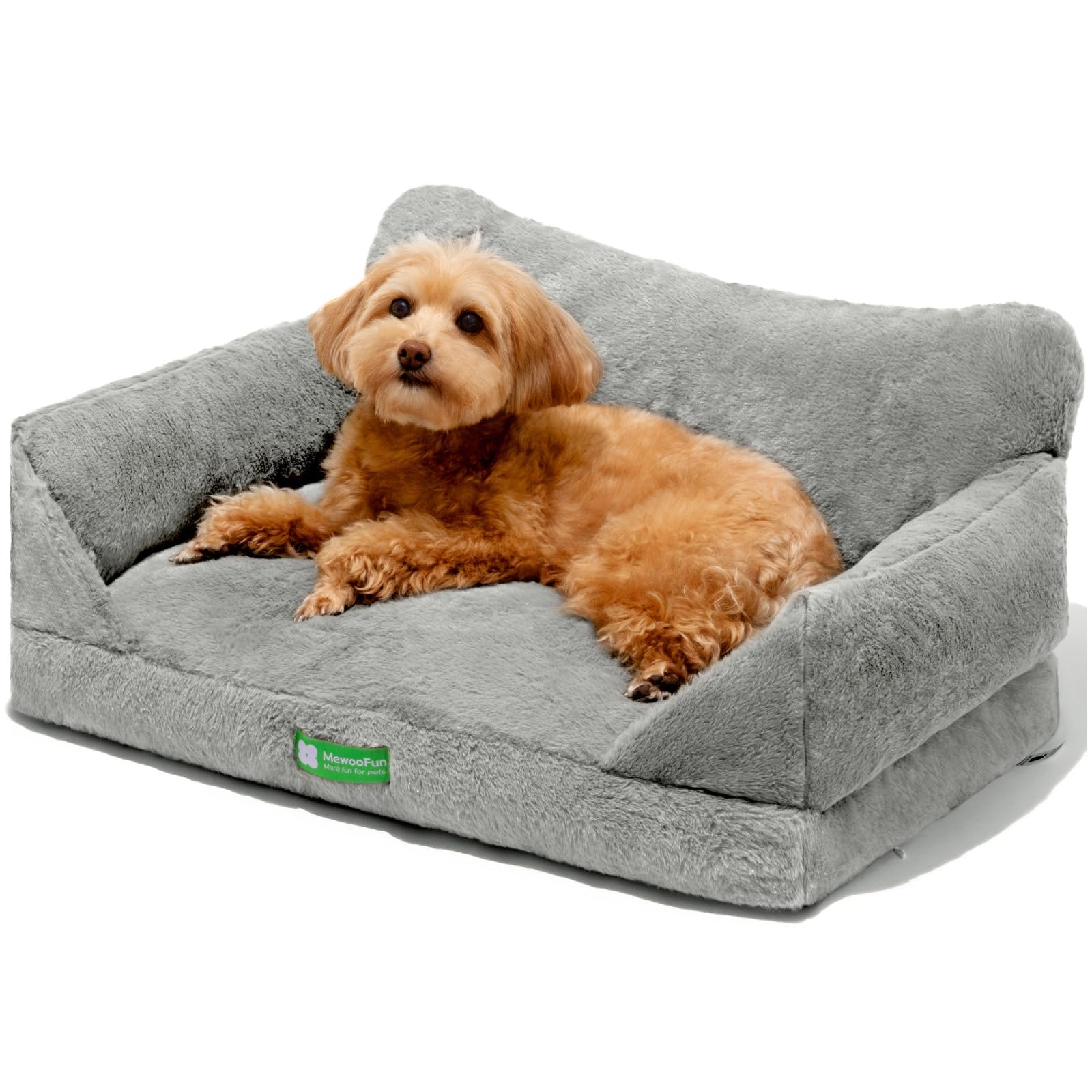 MEWOOFUN Katzen Sofa Katzenbett für Wohnungskatzen, Niedlich Kätzchen Bett Haustiersofa mit abnehmbarem, waschbarem Bezug und Rutschfester Unterseite für kleine Hunde (Grau, M)