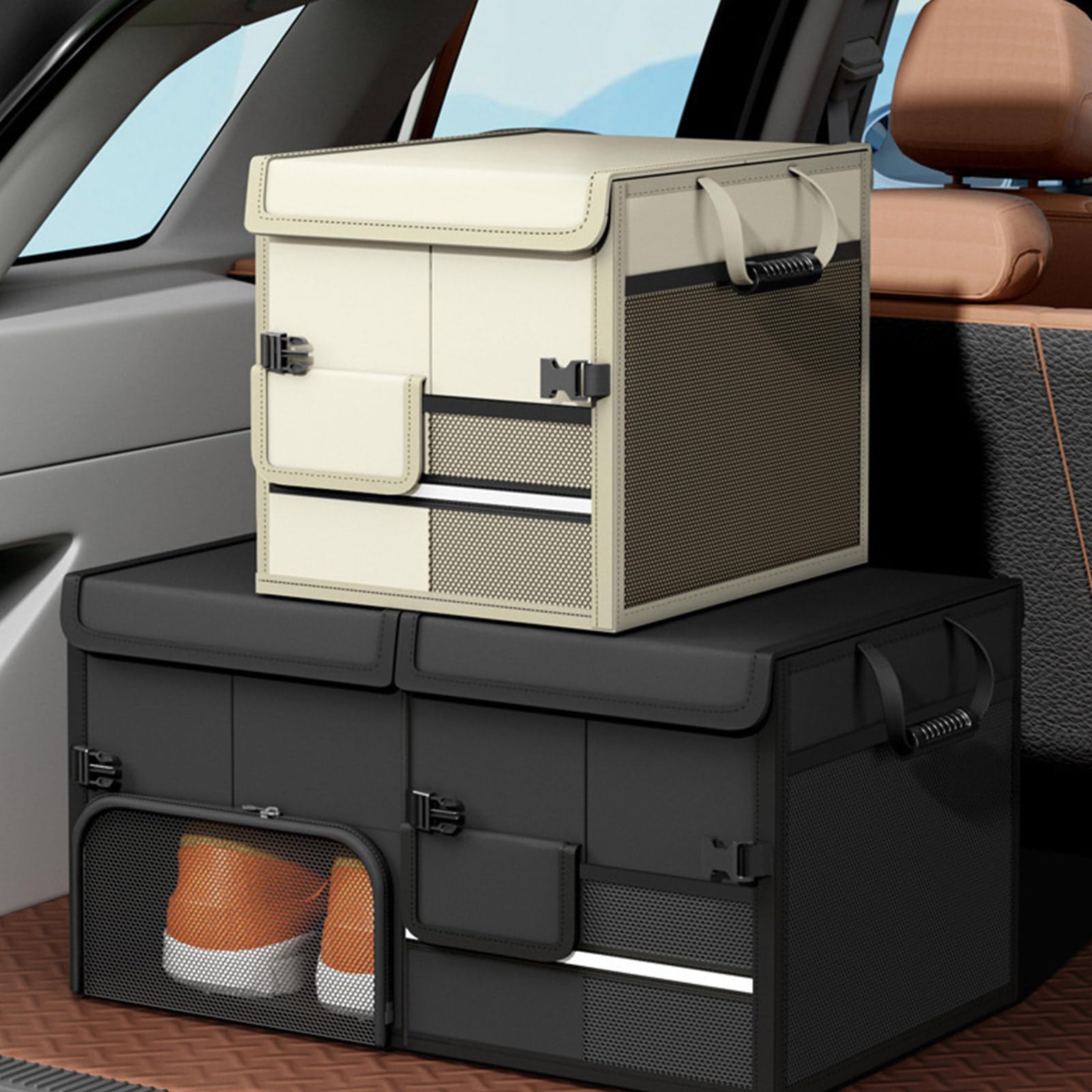Caja de almacenamiento plegable para guantera de coche, organizadores de nailon para una gestión eficiente del espacio interior y fácil instalación