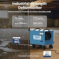 Vista 4 de ALORAIR Wi-Fi Crawlspace Dehumidifier, 113 Pint with Drain Hose for Crawl Space, Basement, Commercial and Water Damage Restoration, Compact and