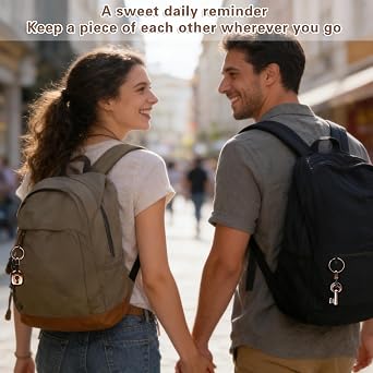 Bronze Anniversary Milestone Gifts, 2PCS Bronze Wedding Anniversary Copper Gift for Him and Her, Romantic Couple Keyring Set, Ideal 7th 8th 19th Year Wedding Anniversary