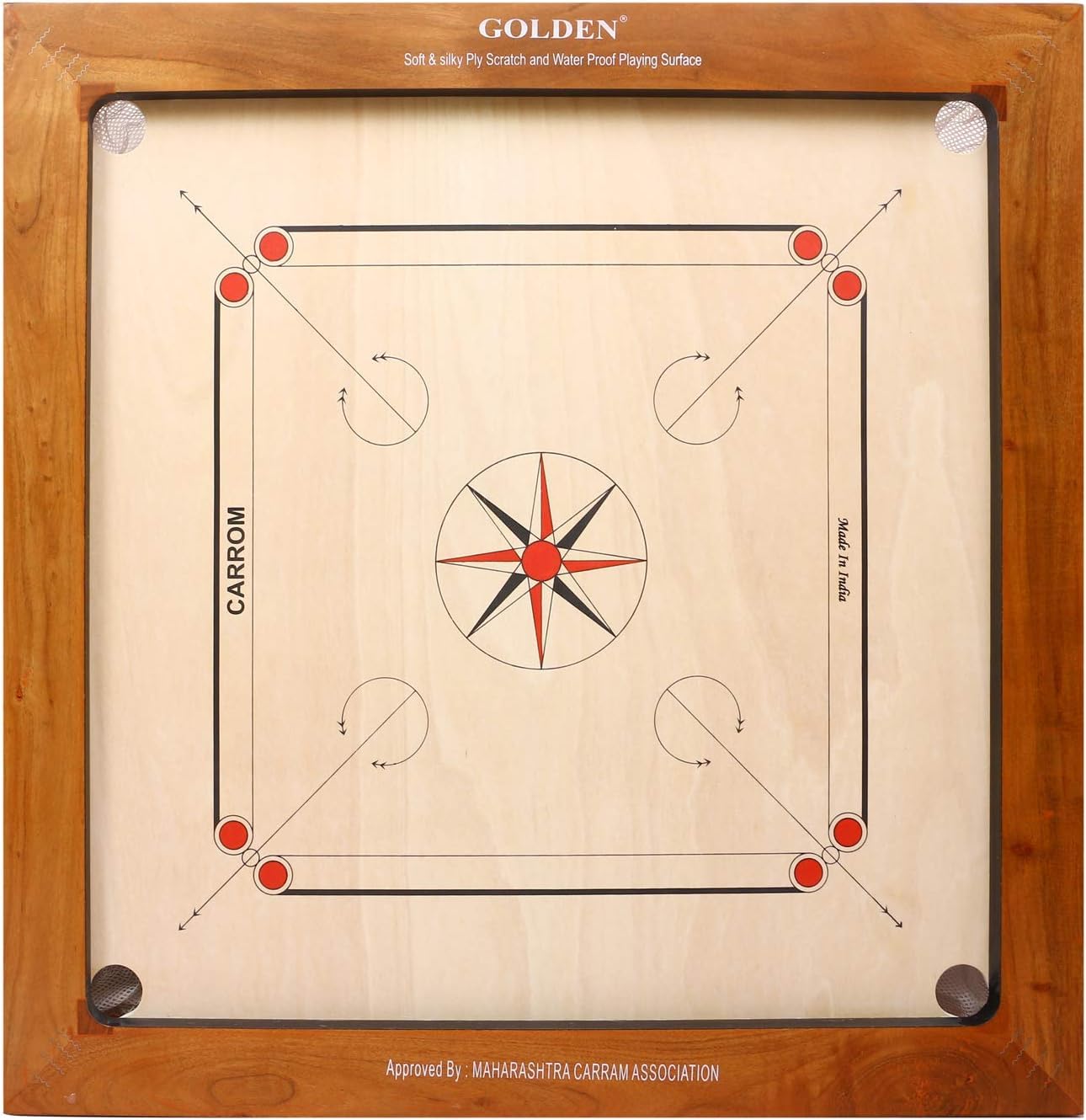KD Golden Carrom Board Antique Indoor Board Game Approved by Carrom Federation of India & Maharashtra Carrom Association (Champion, 20mm)