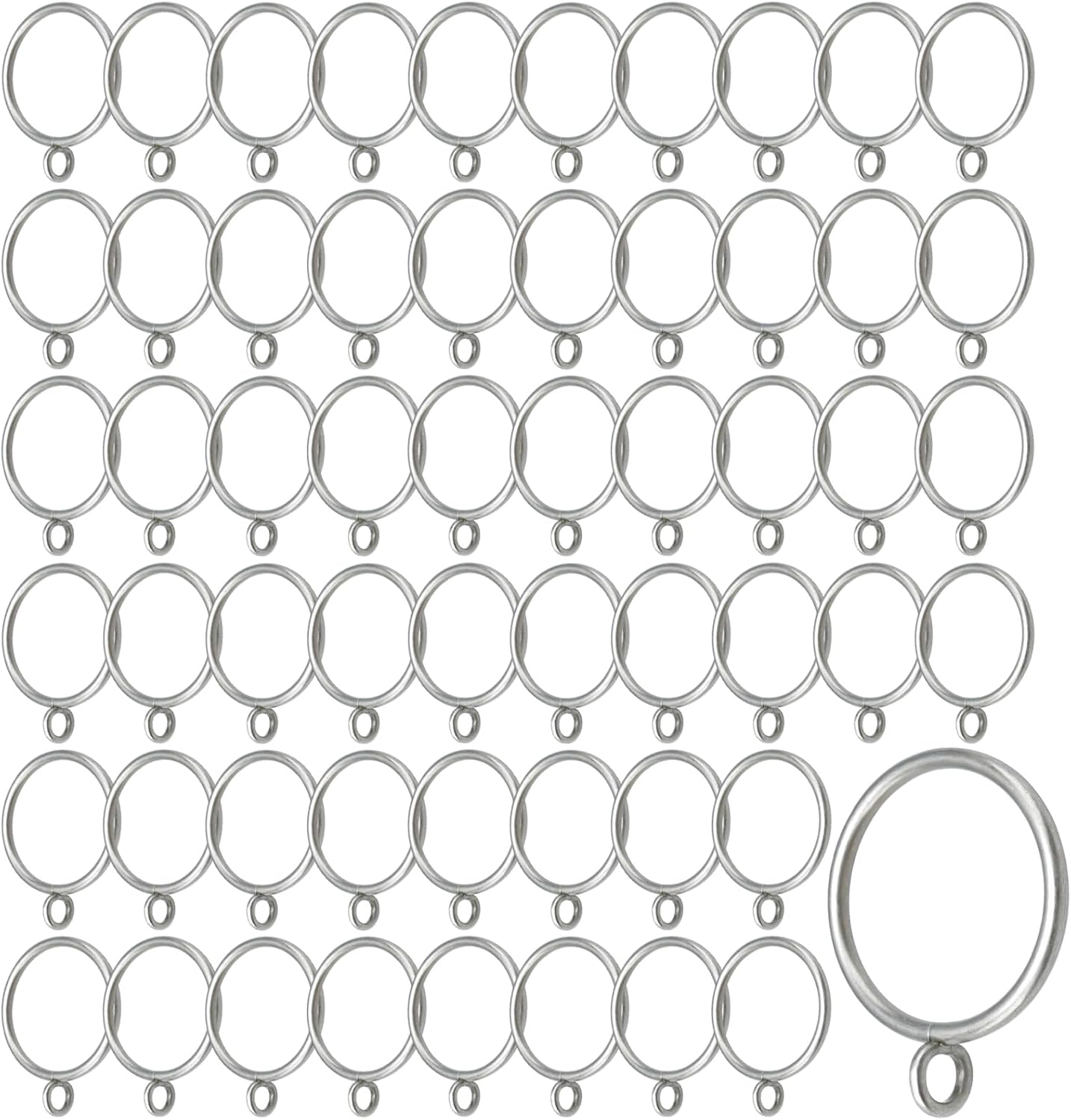 100 Pieces 2 Inch Silver Metal Curtain Rings,2 Inch Inner Diameter Heavy Duty Drapery Rod Rings with Eyelets for Sliding Window Bathroom Home Door Shower Rod