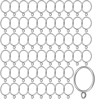 100 Pieces Silver Metal Curtain Rings with Eyelets 2 Inch Inner Diameter | Heavy Duty Drapery Rod Rings with Eyelets for Curtains Drapes Shower Curtains Windows Doors and Bathroom Use