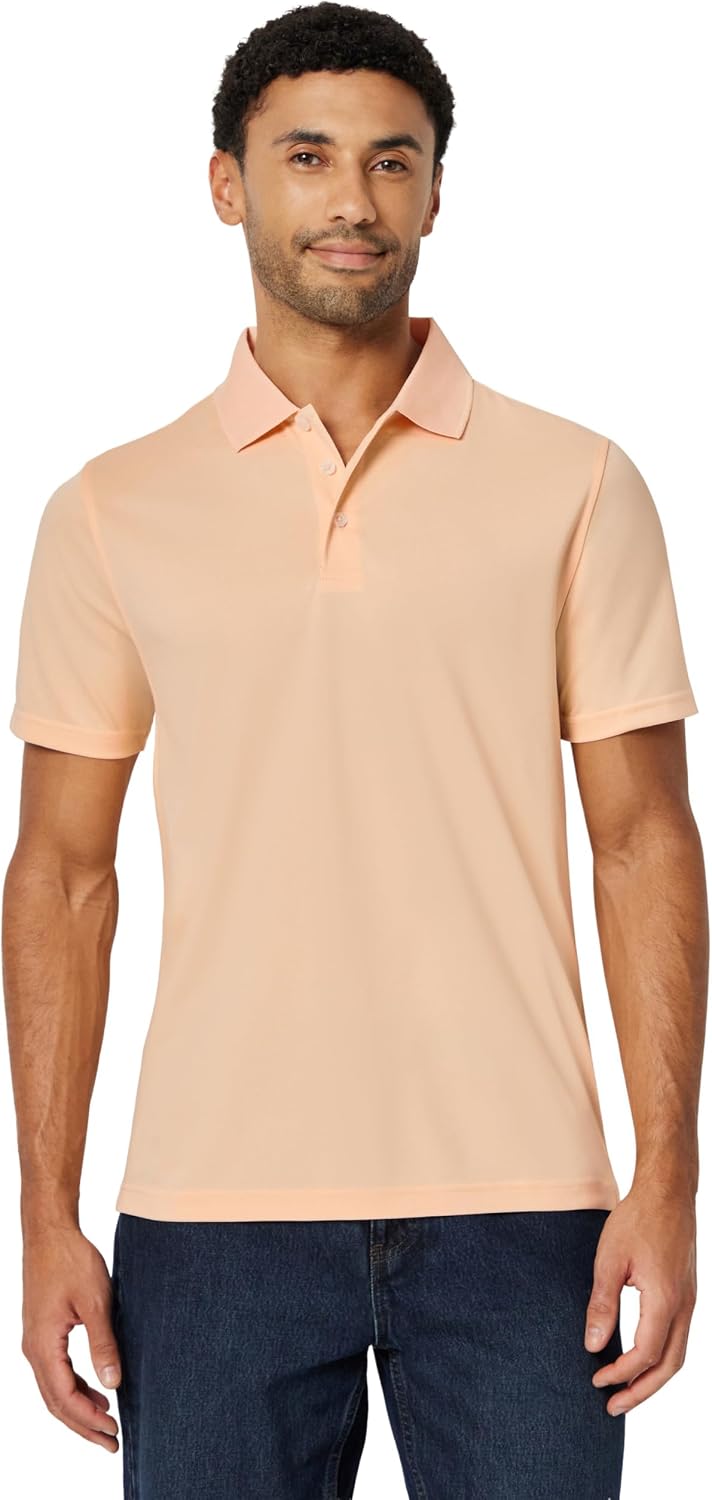 Amazon Essentials Men's Moisture Wicking Golf Polo Shirt, Short Sleeve, Slim-Fit, Quick-Dry