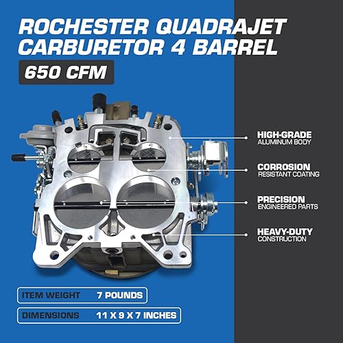 Miniatura 4 de Carburador Rochester Quadrajet de 4 barriles  Compatible con Chevy Quadrajet 1901R 4MV Chevy 66-73 Manual Divorciado Choke Reemplazar Corbetas 75-79