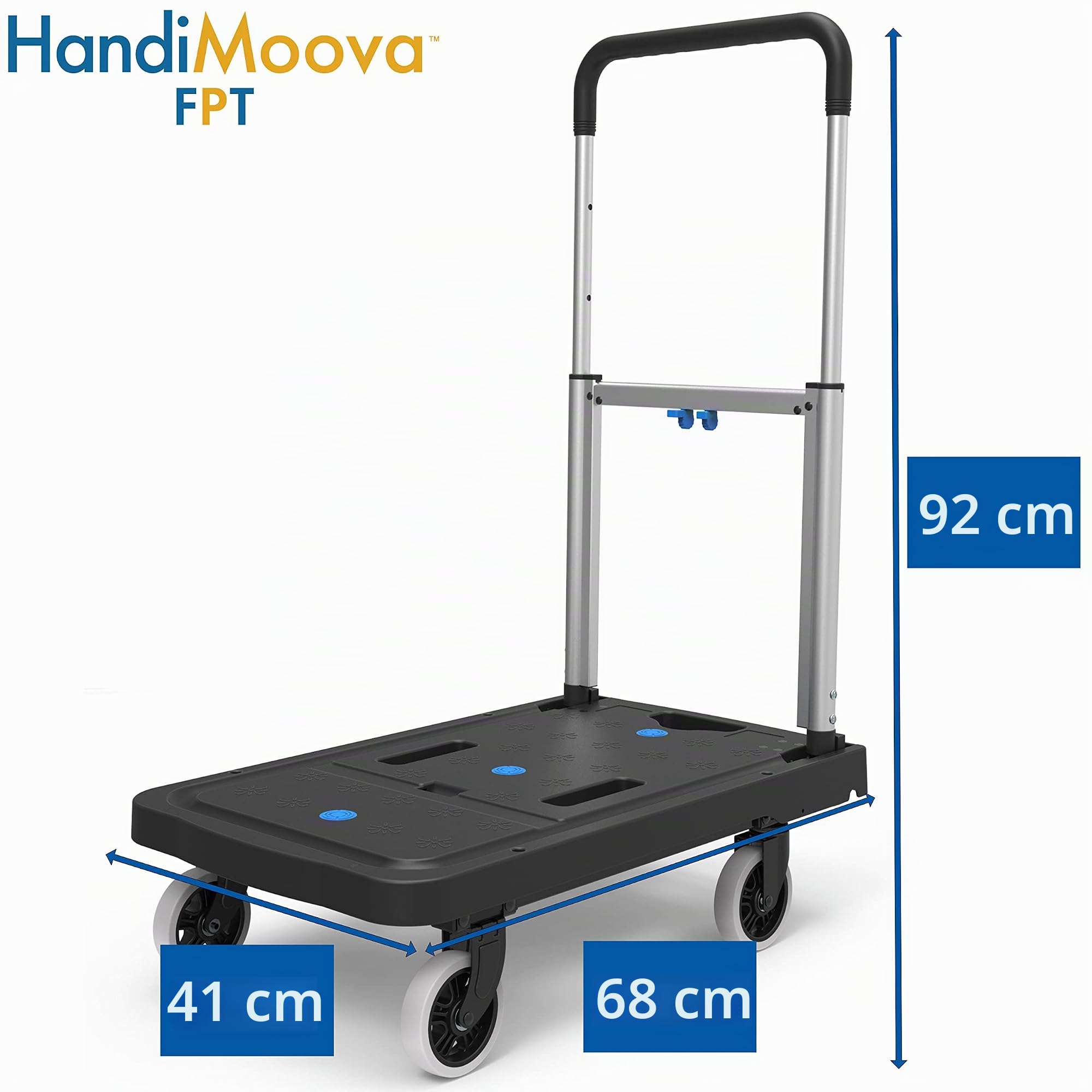 HandiMoova FPT Chariot à Plateforme Pliable Chariot à Main Compact et Robuste; Peu Encombrant; Poignée Télescopique; Capacité de Charge de 135 kg