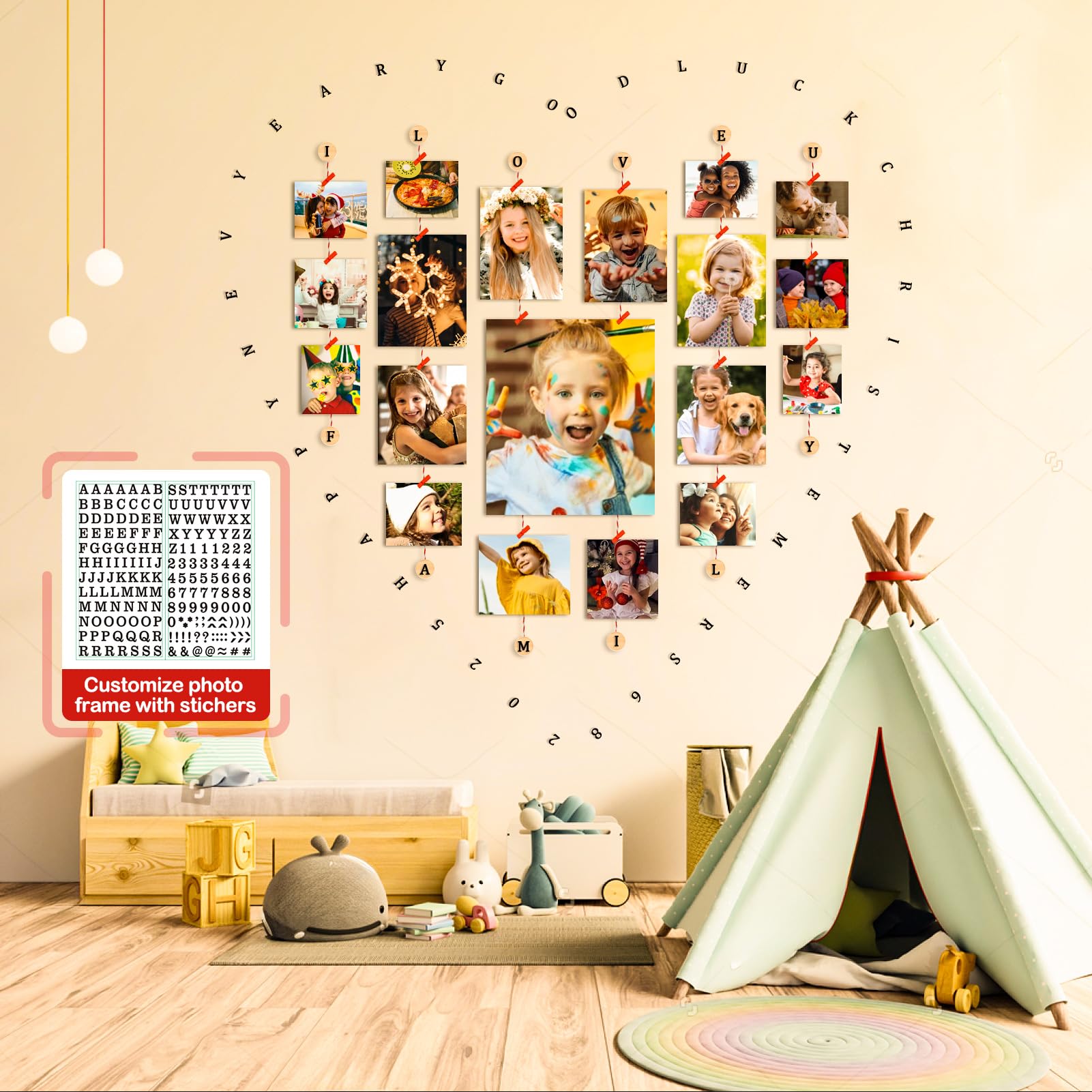 Portafoto Da Parete Con Mollette - Cornice Multipla Fai Da Te Per Decorare - Foto 10