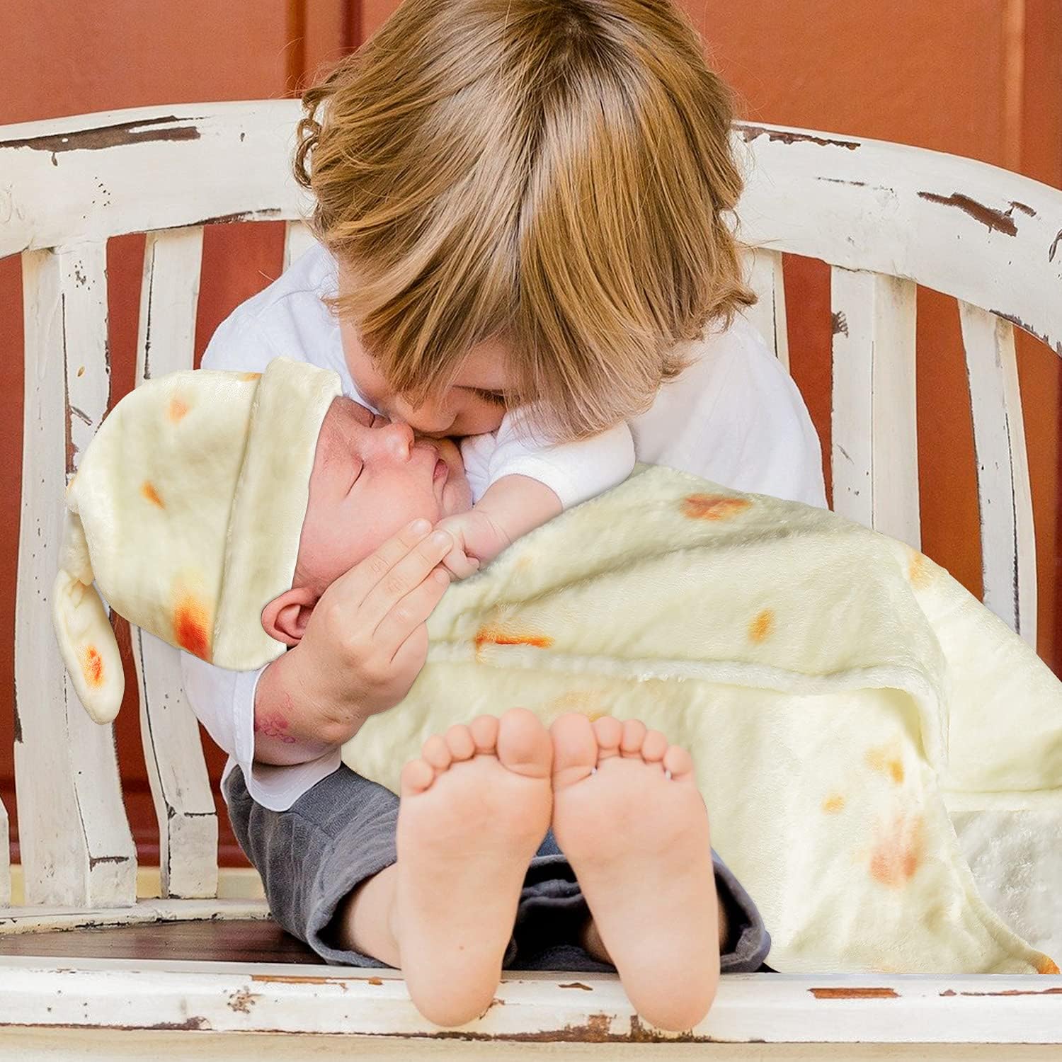 Baby Swaddle Blanket 34 Inch - Soft Flannel Newborn Burrito Wrap with Hat, Cute Tortilla Design, Safe & Comfortable (Light Yellow) - Image 7